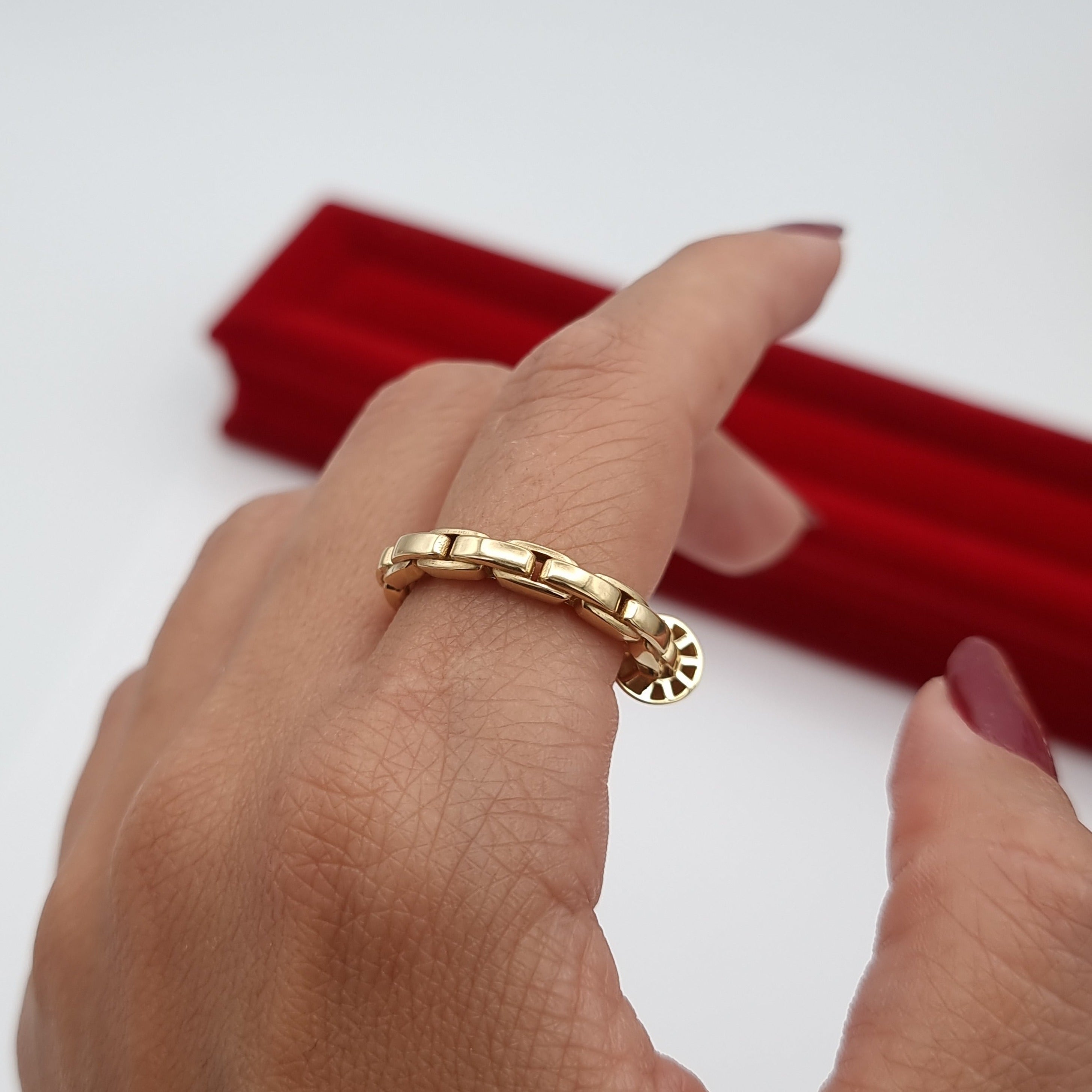 18K Pure Gold Arrow Linked Ring