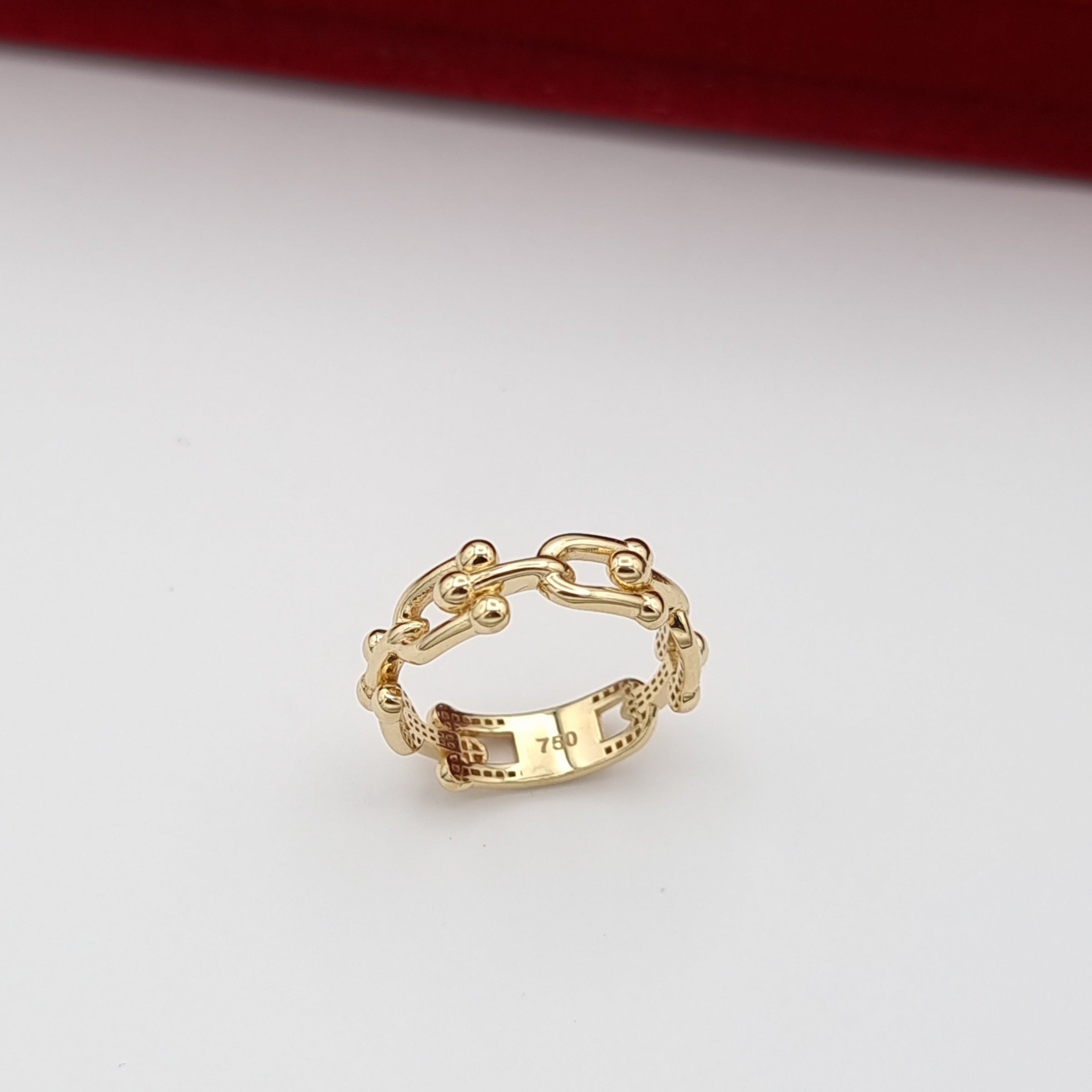 18K Pure Gold U-Link Ring