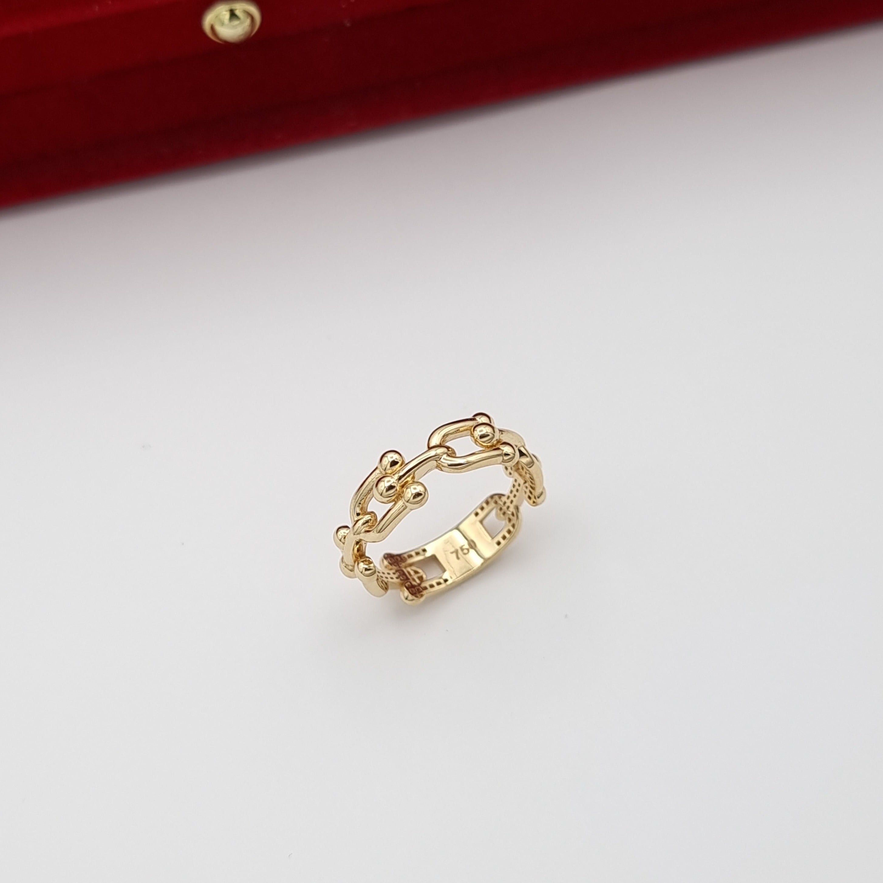 18K Pure Gold U-Link Ring