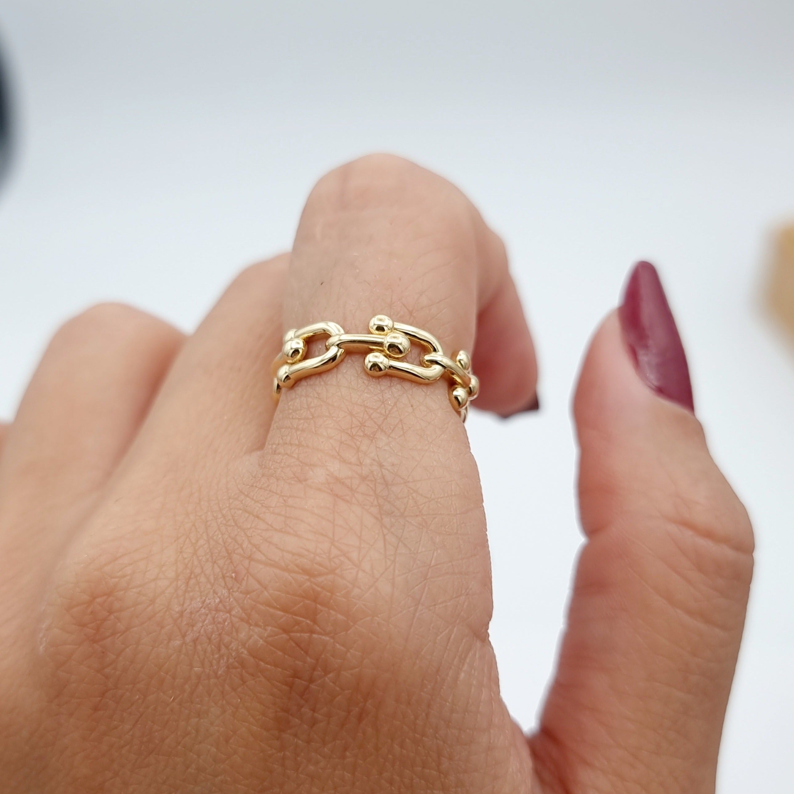 18K Pure Gold U-Link Ring