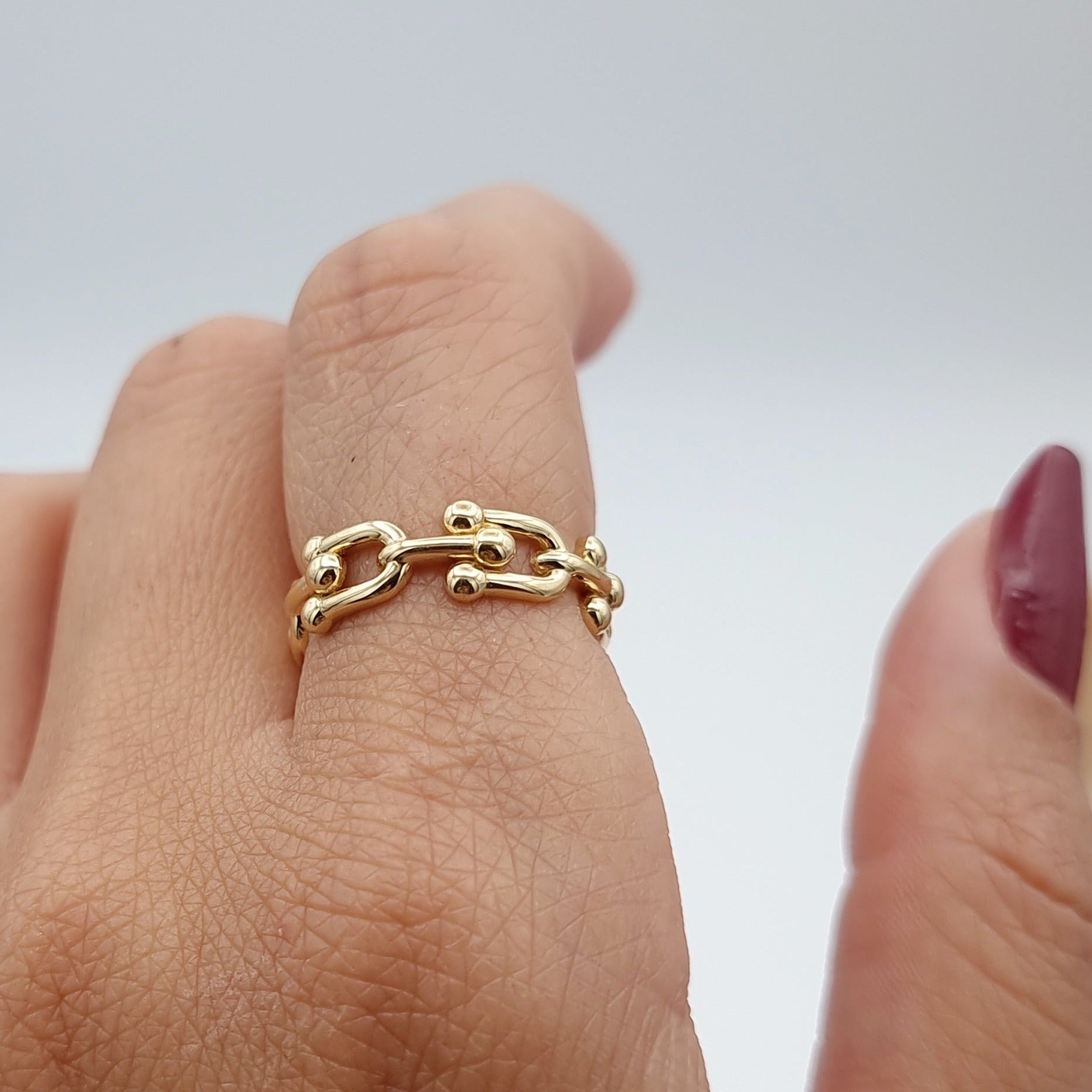 18K Pure Gold U-Link Ring