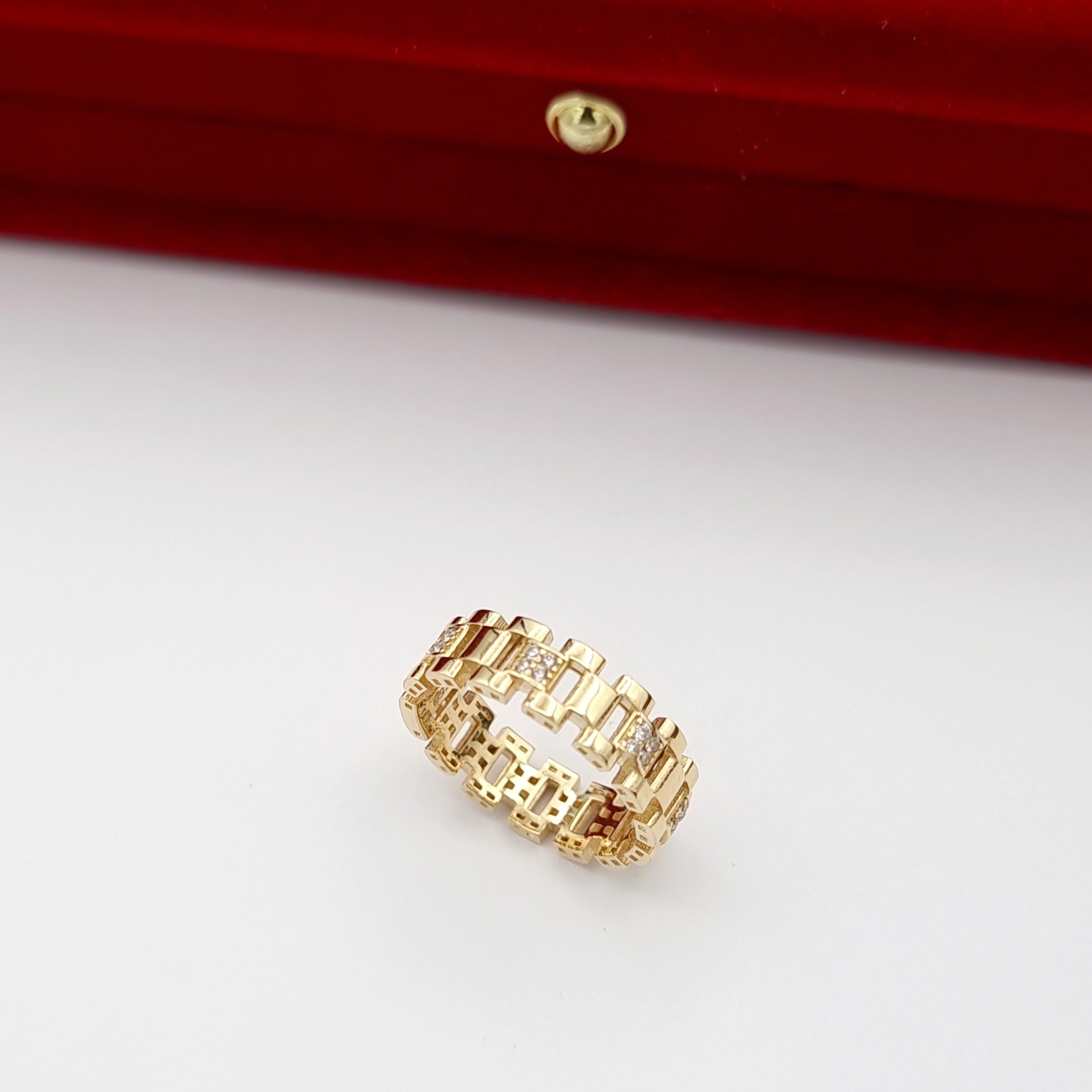 18K Pure Gold Belt Stone Ring