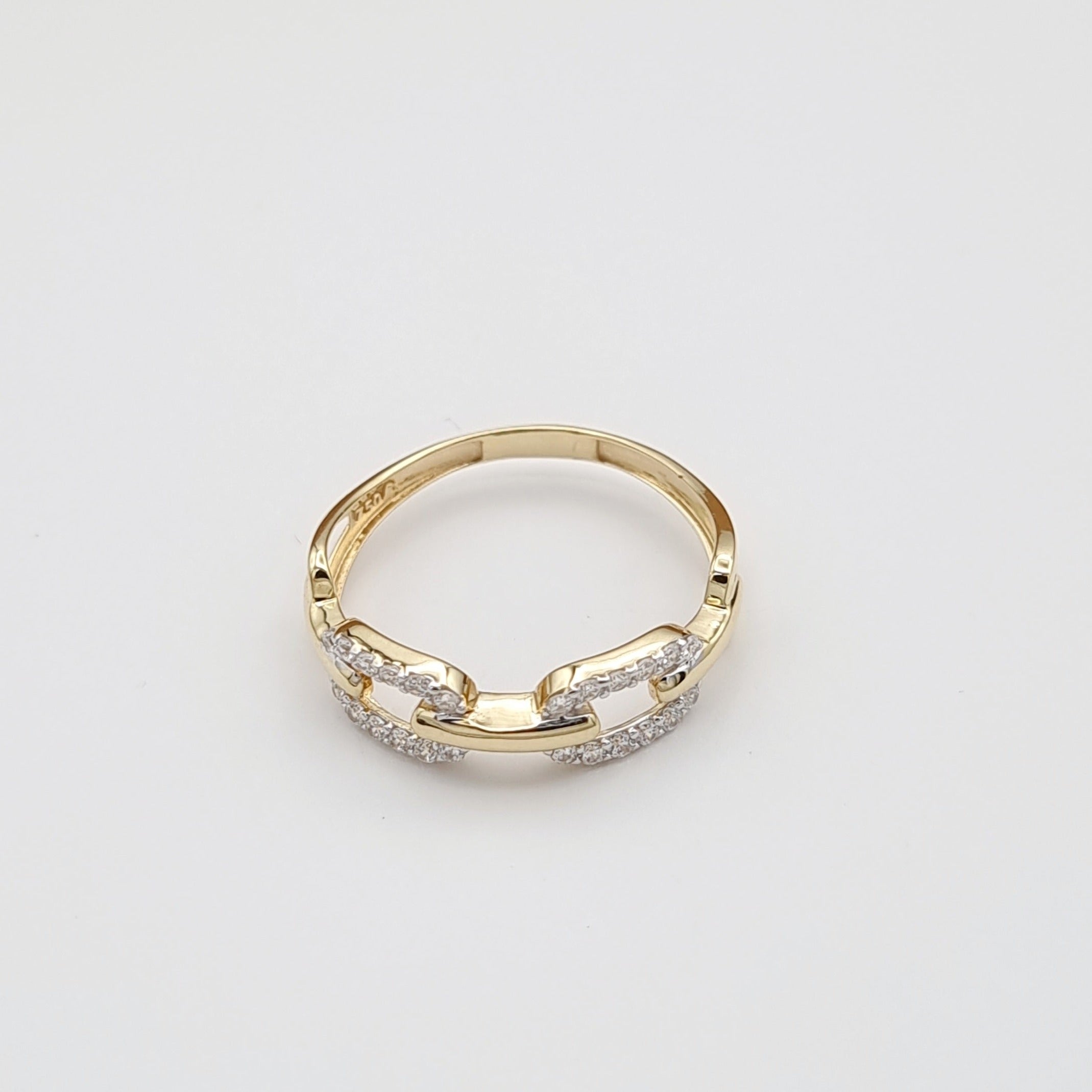 18K Pure Gold Link Stone Ring