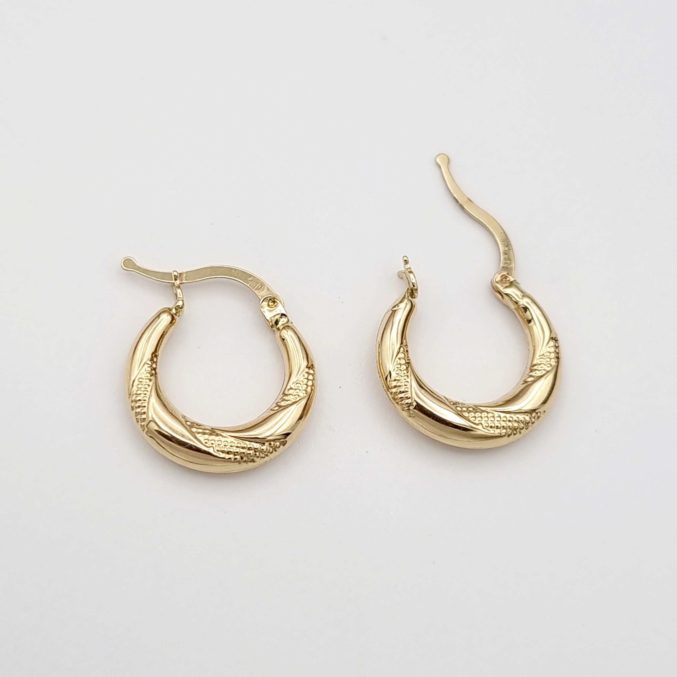 18K Pure Gold Round Earring Set