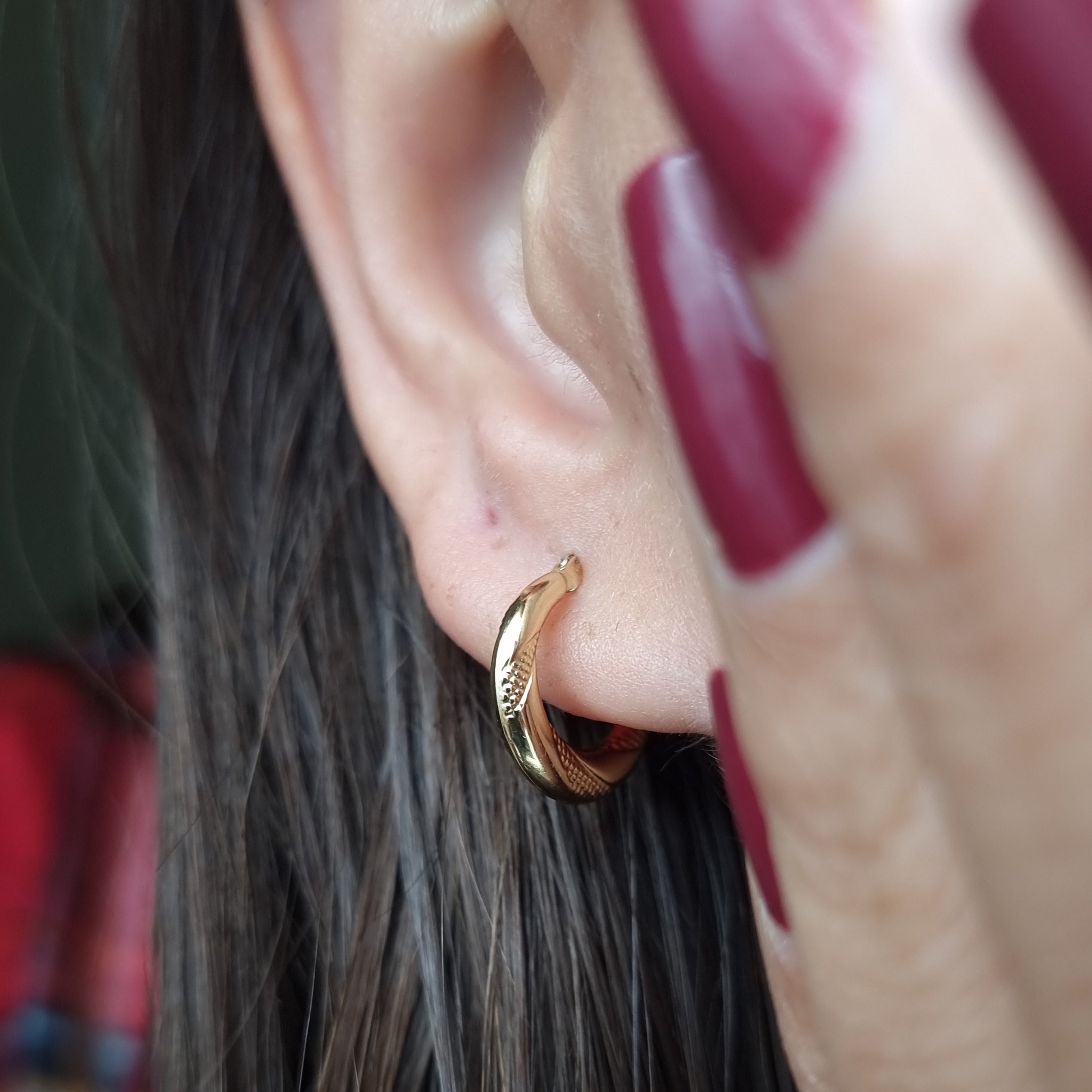 18K Pure Gold Round Earring Set