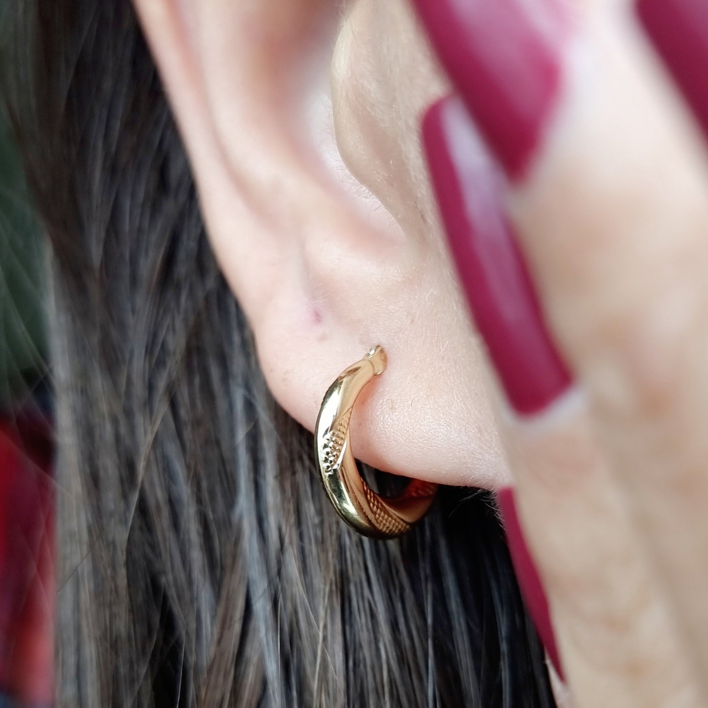 18K Pure Gold Round Earring Set