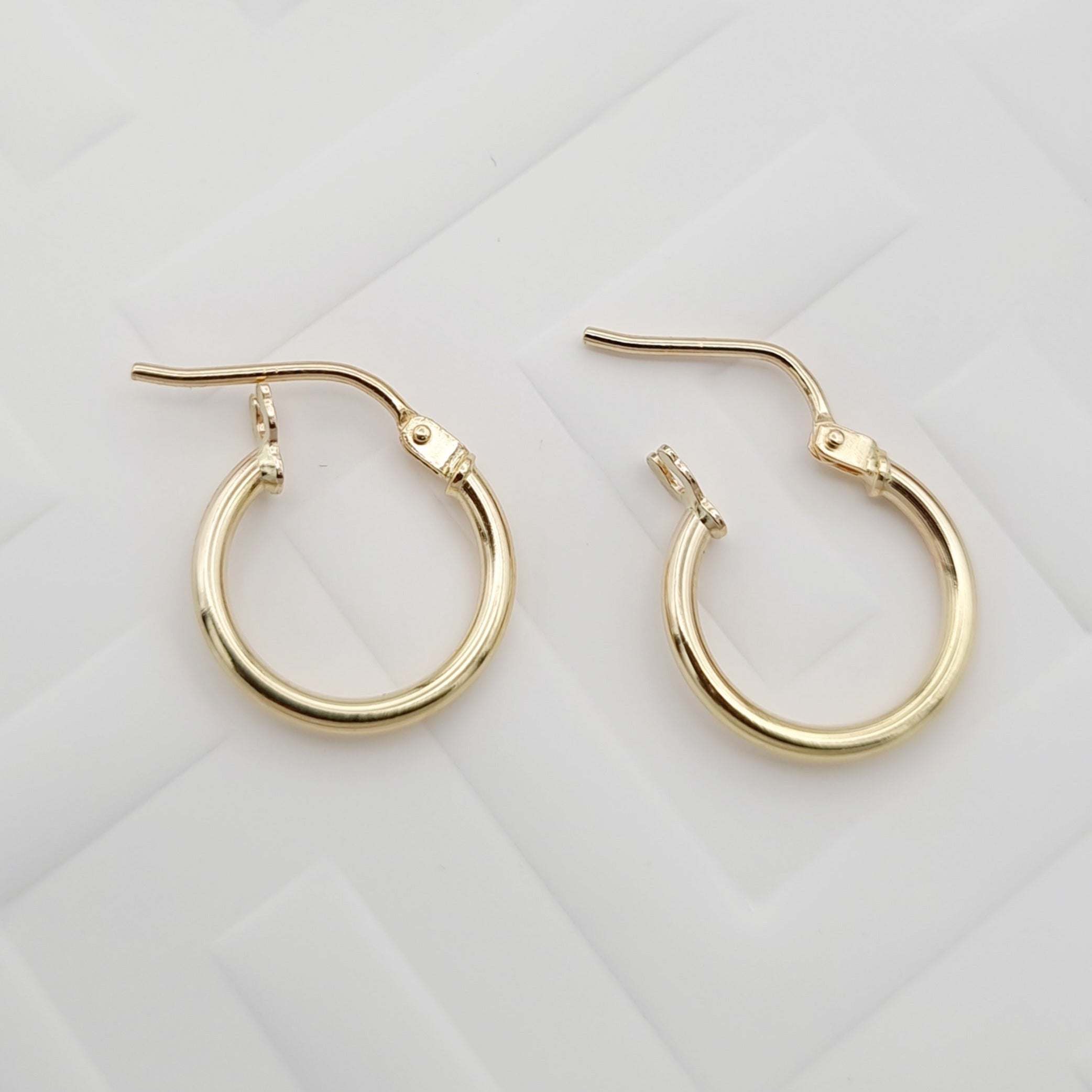 18K Pure Gold Fine Round Hoop Earring Set