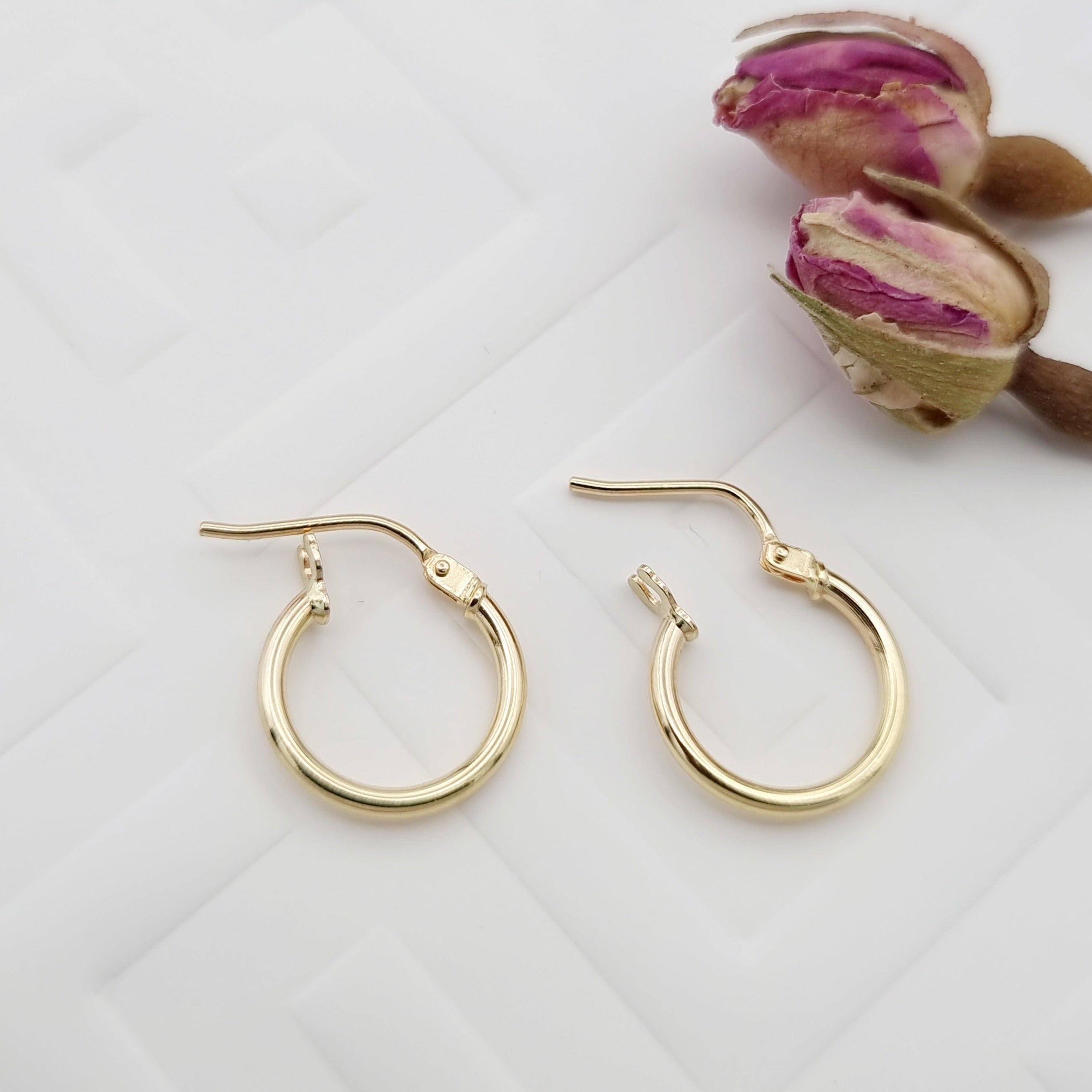 18K Pure Gold Fine Round Hoop Earring Set