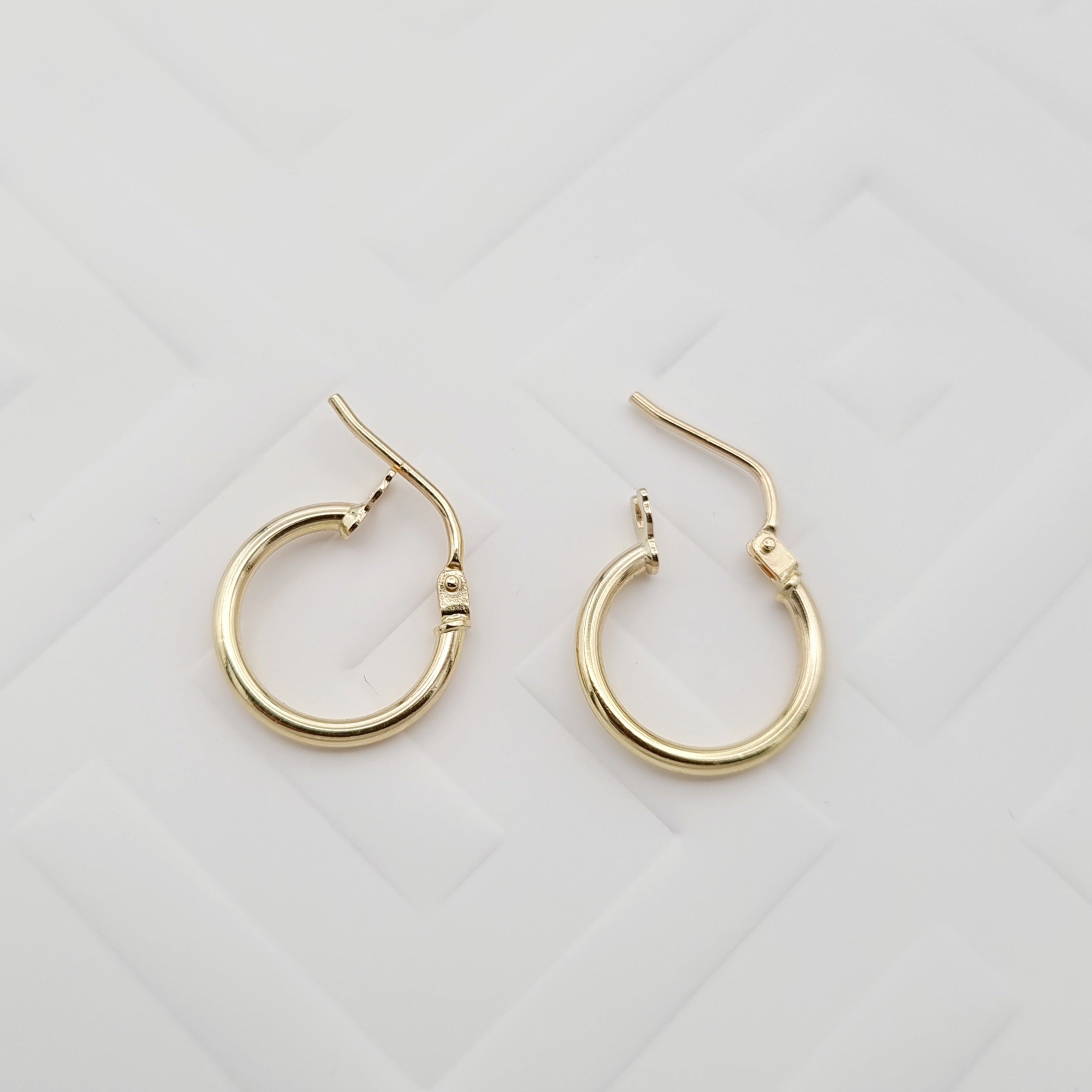 18K Pure Gold Fine Round Hoop Earring Set