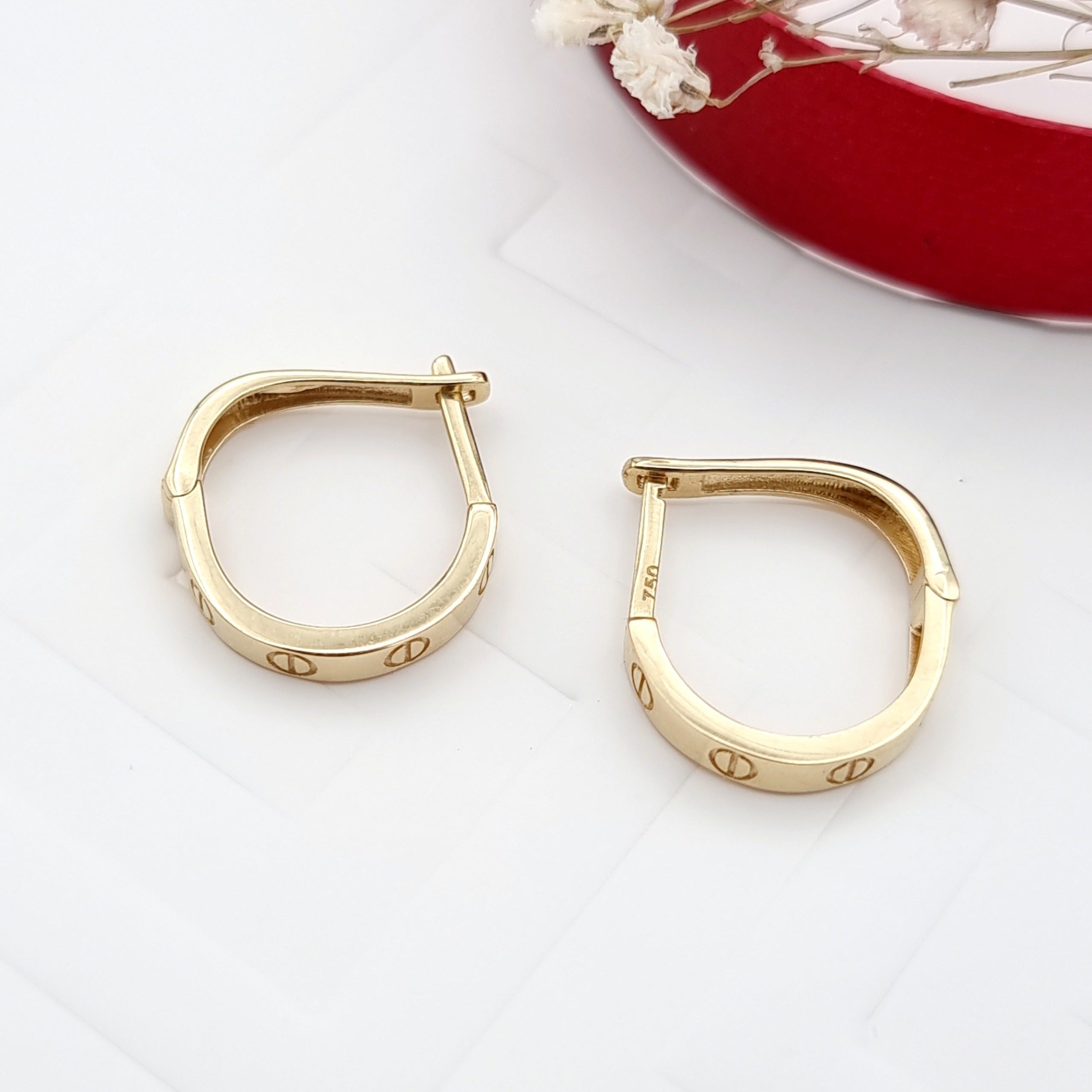 18K Pure Gold Elegant C.R Earring Set