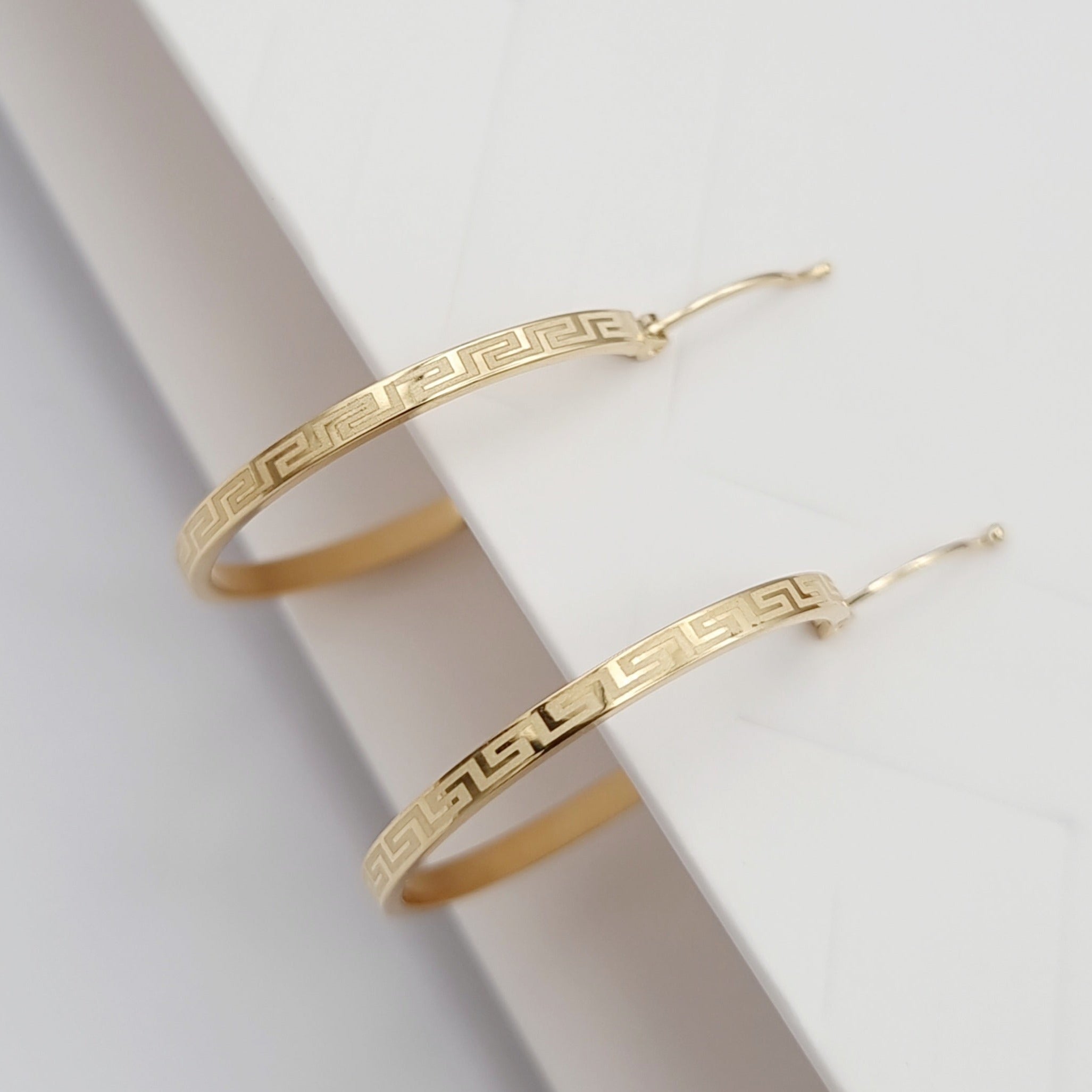 18K Pure Gold Round Hoop Earring Set