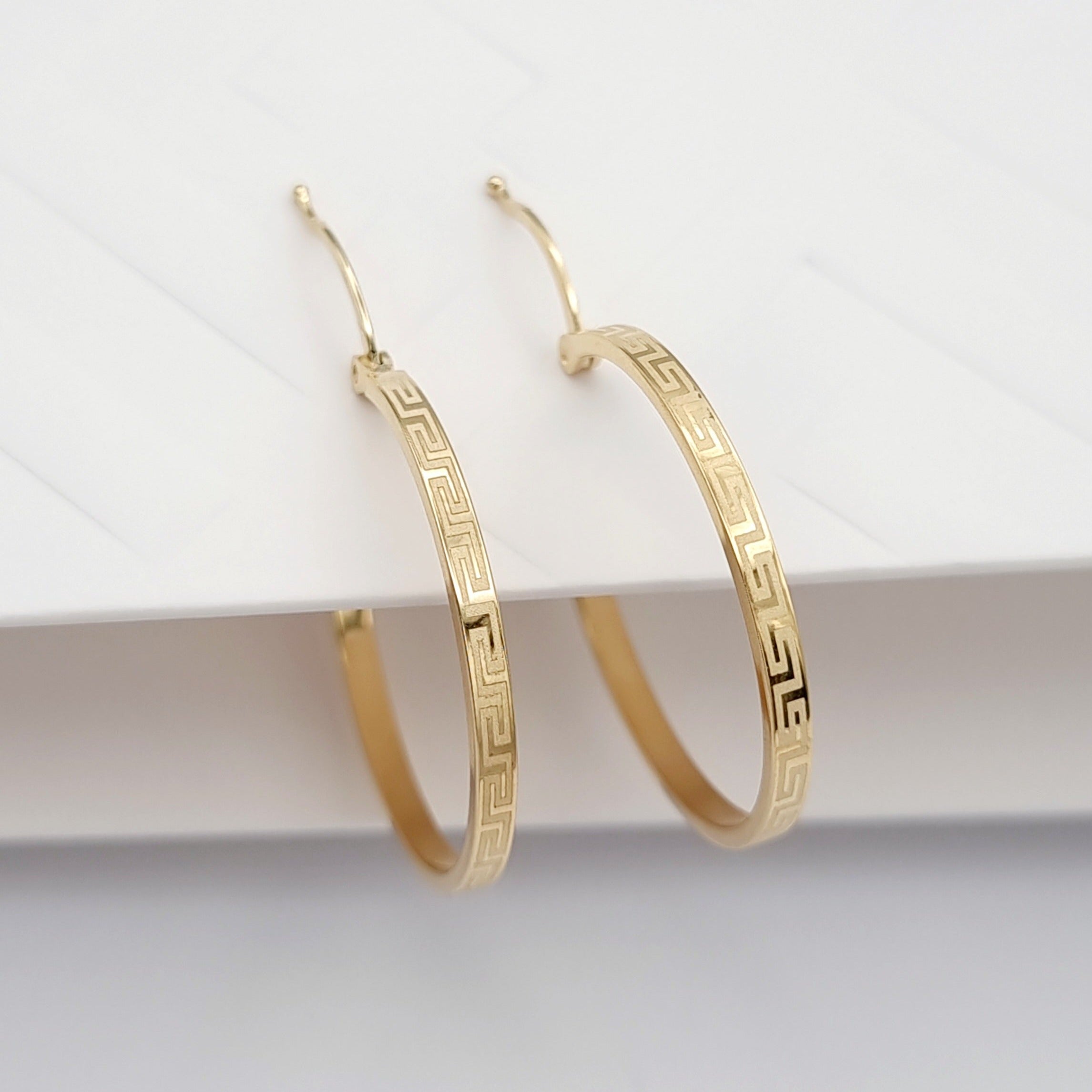 18K Pure Gold Round Hoop Earring Set