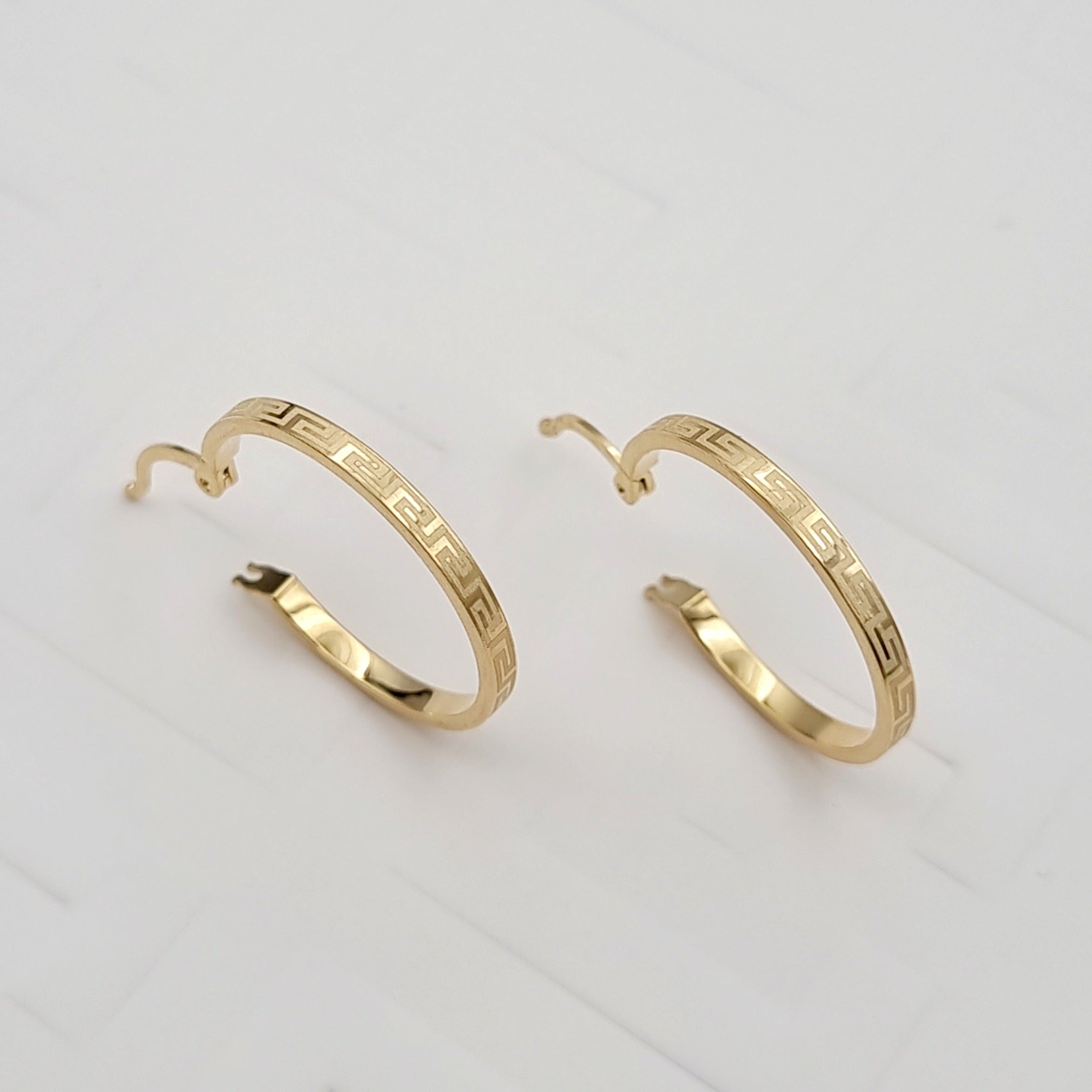 18K Pure Gold Round Hoop Earring Set
