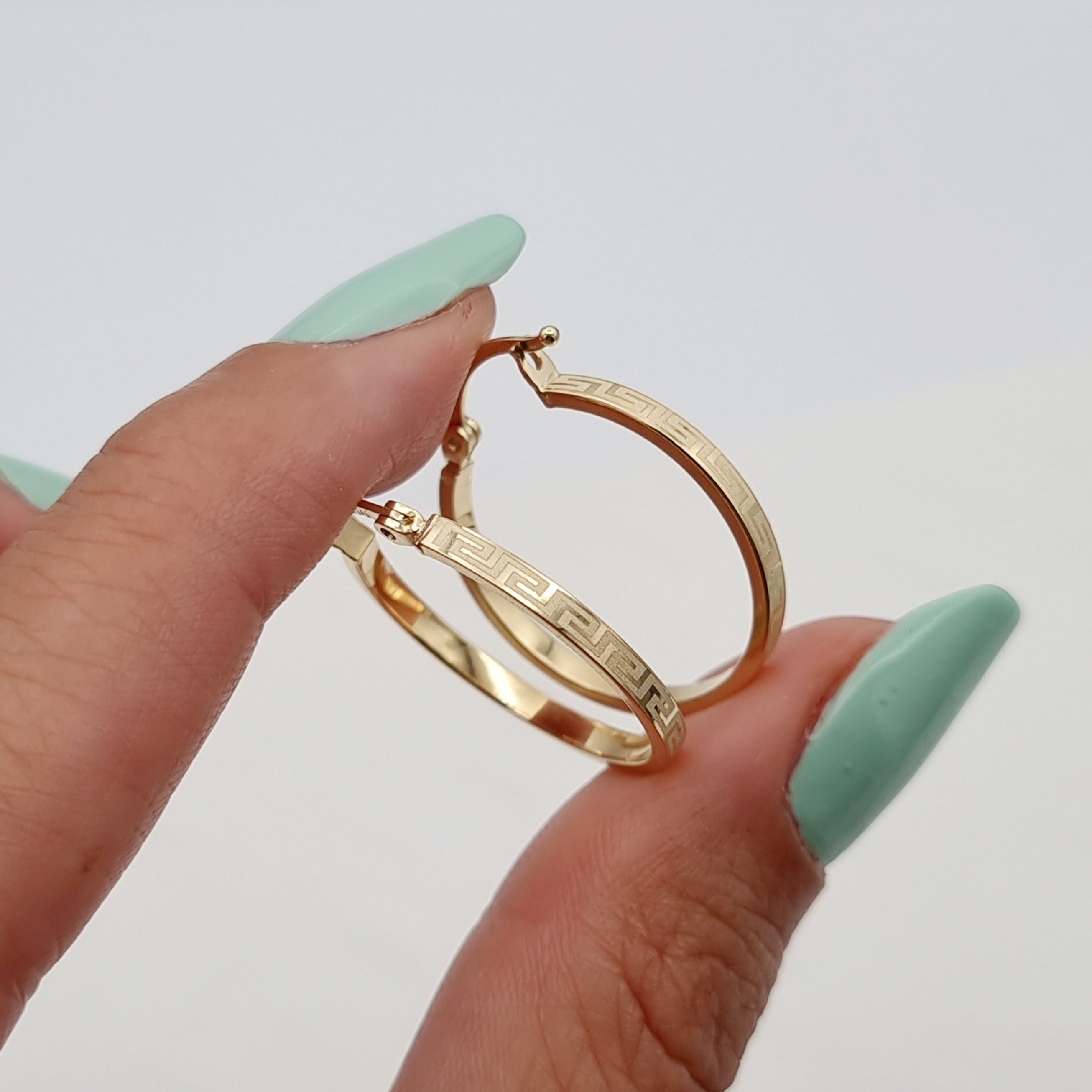 18K Pure Gold Round Hoop Earring Set