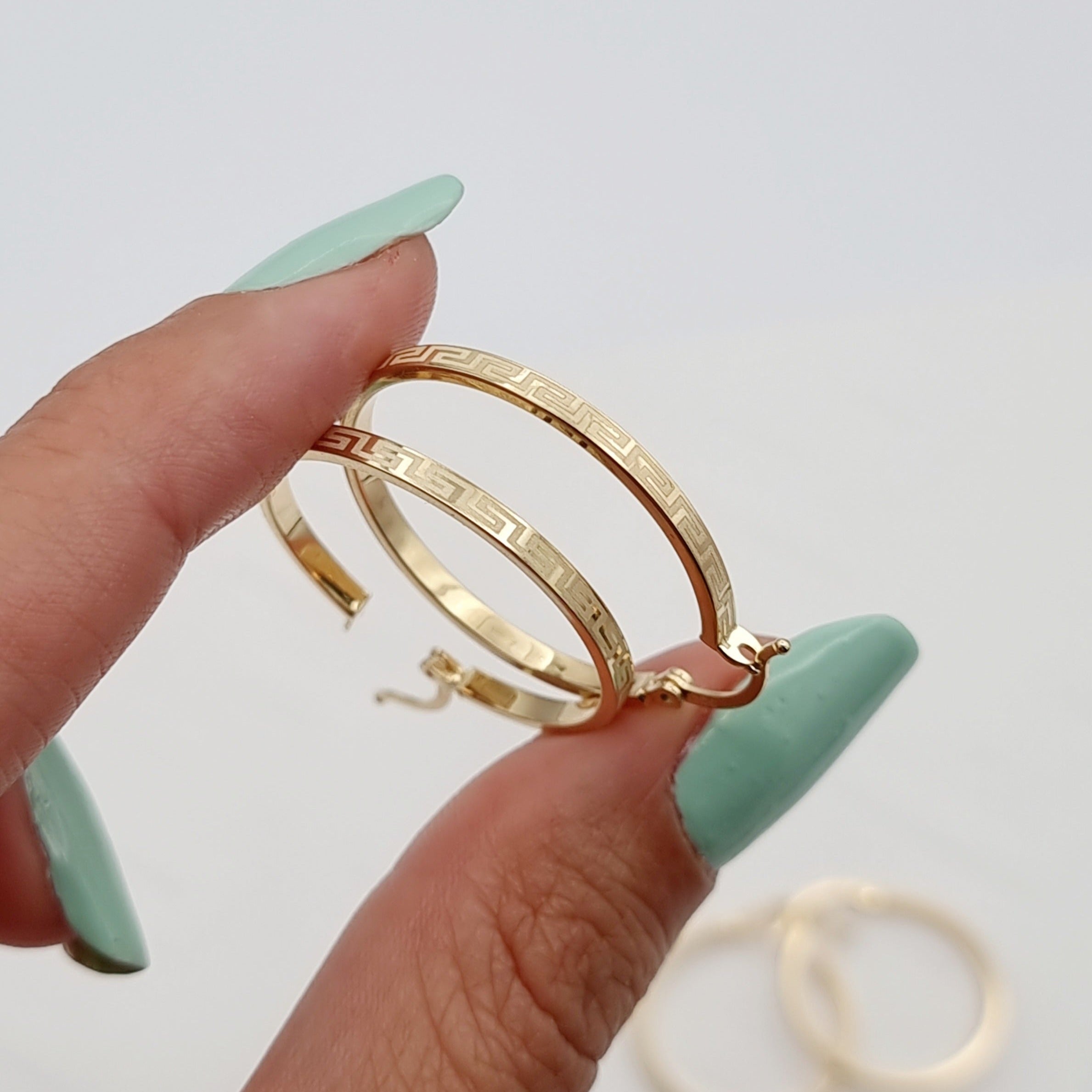 18K Pure Gold Round Hoop Earring Set