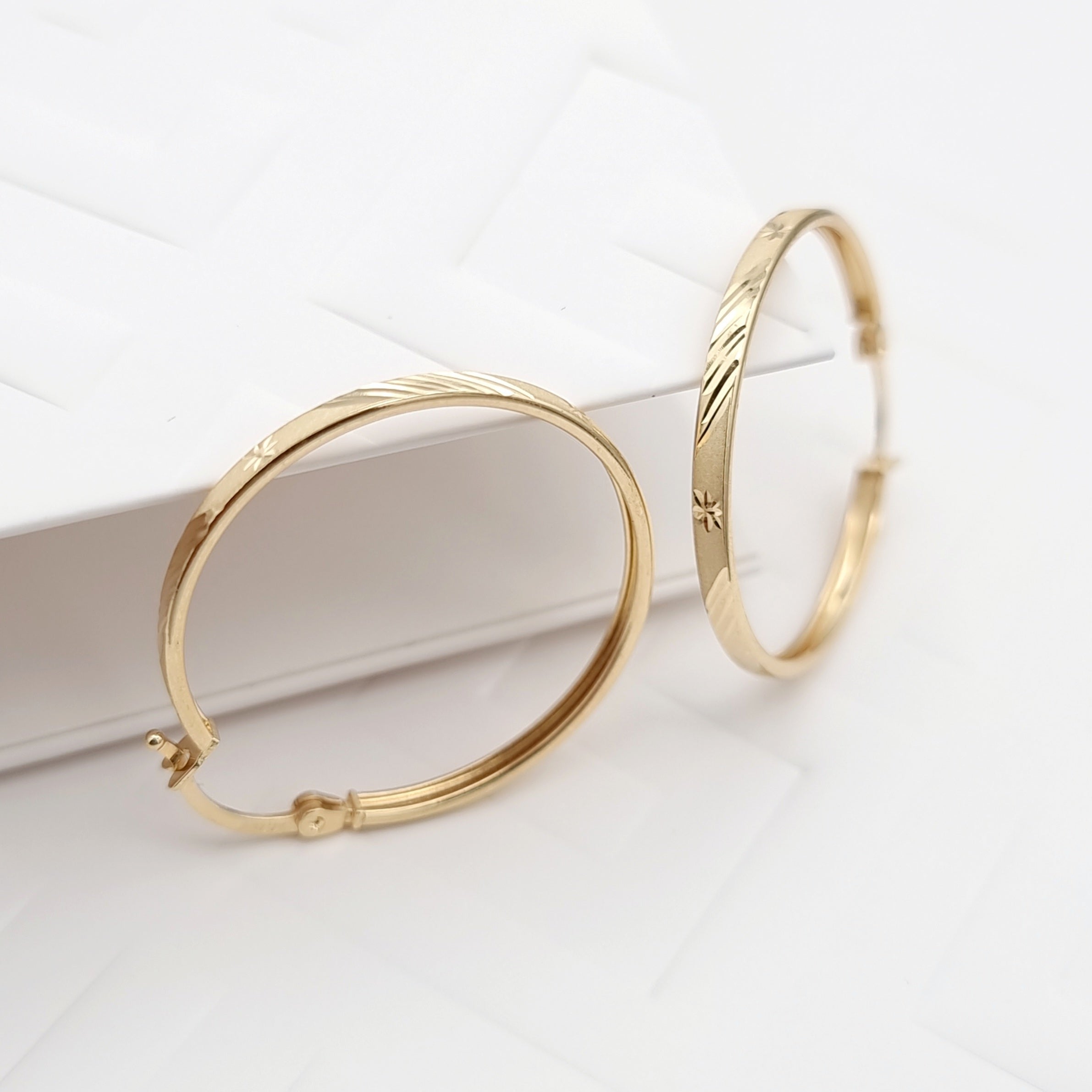 18K Pure Gold Round Hoop Earring Set
