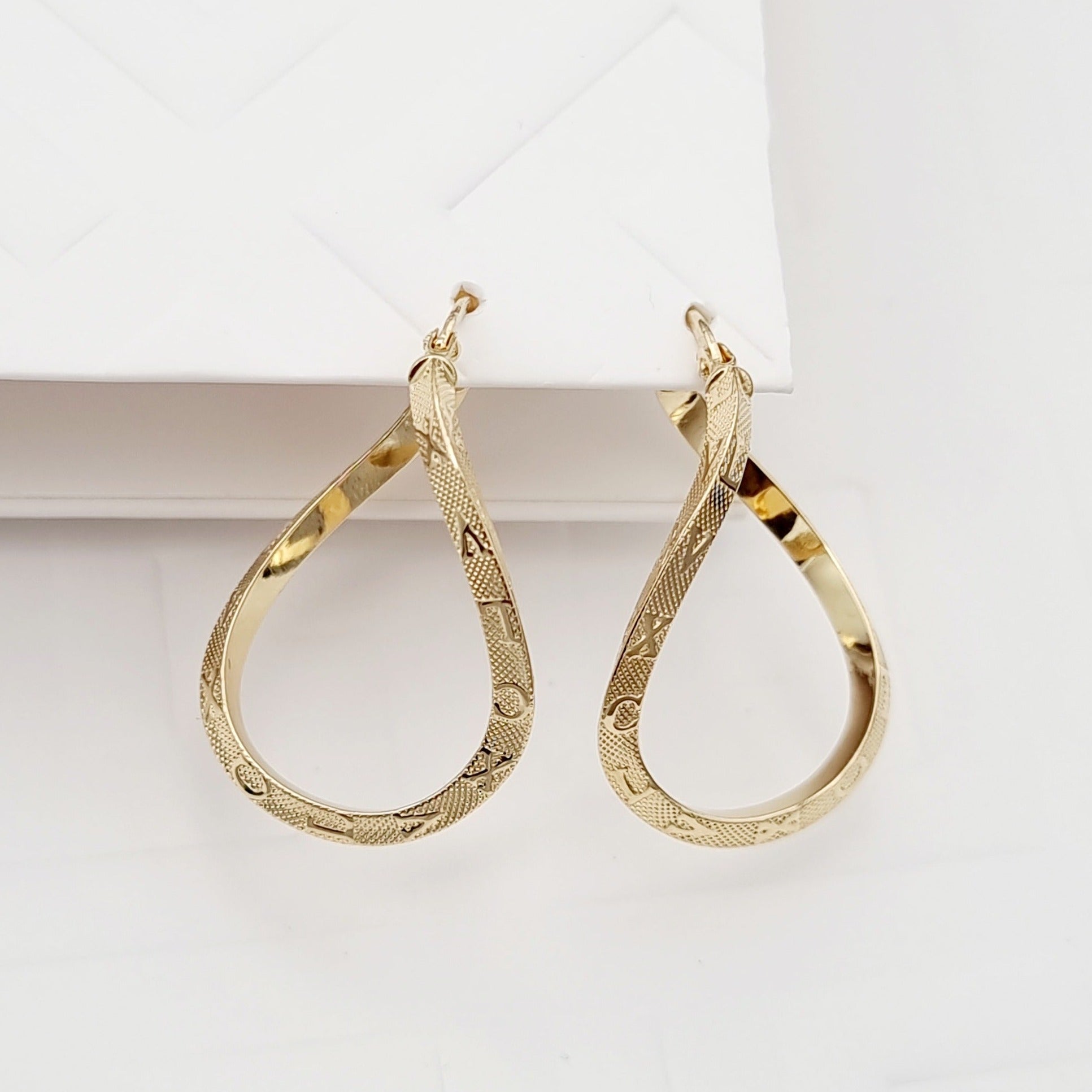 18K Pure Gold Twisted Earring Set