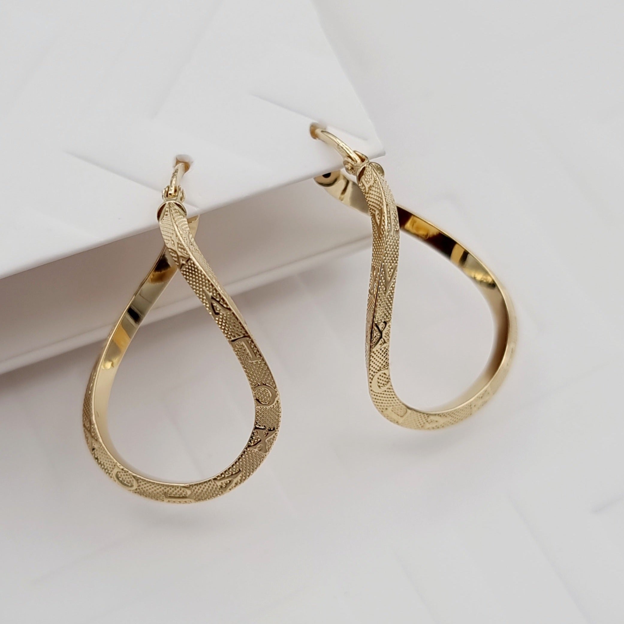 18K Pure Gold Twisted Earring Set