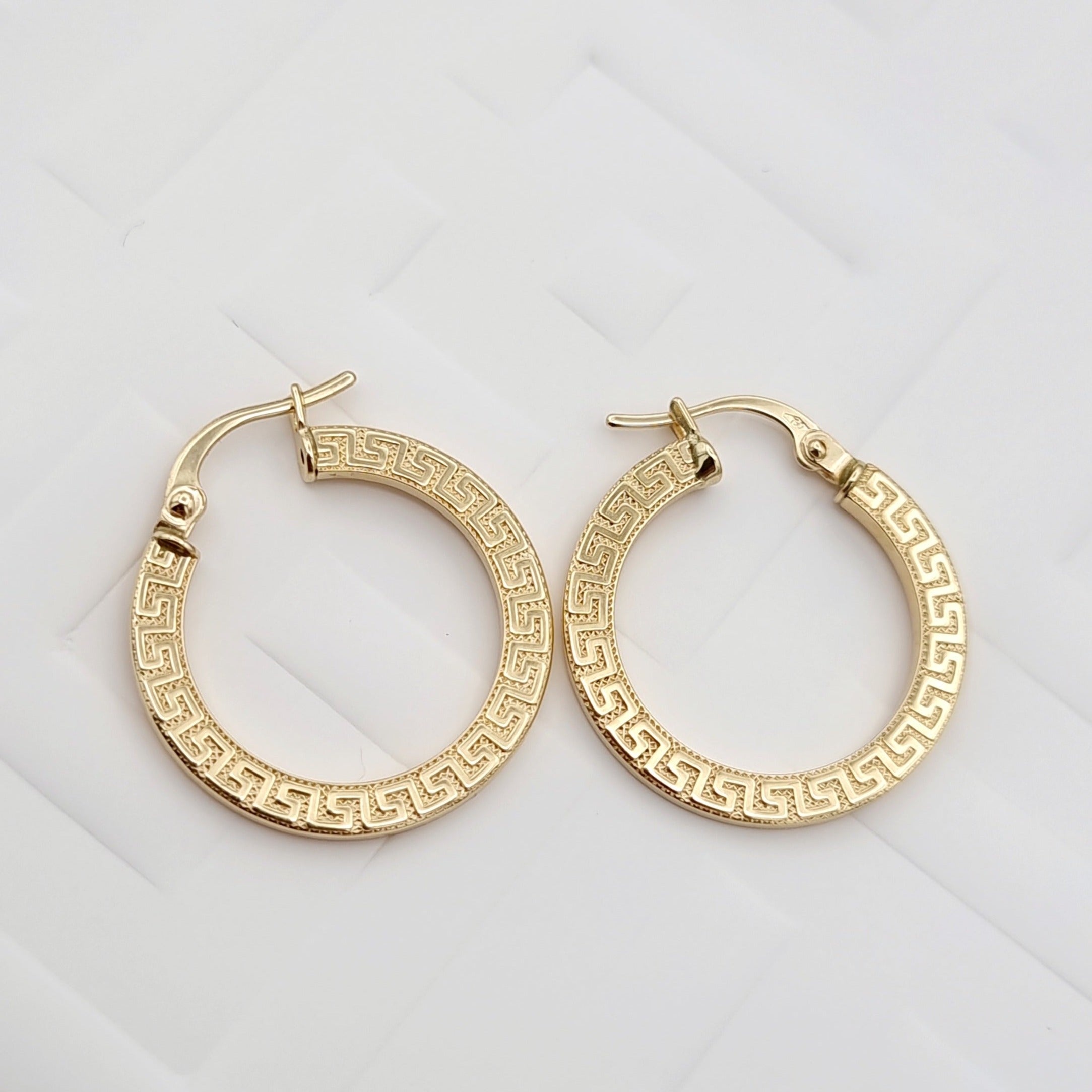 18K Pure Gold Round Hoop Earring Set