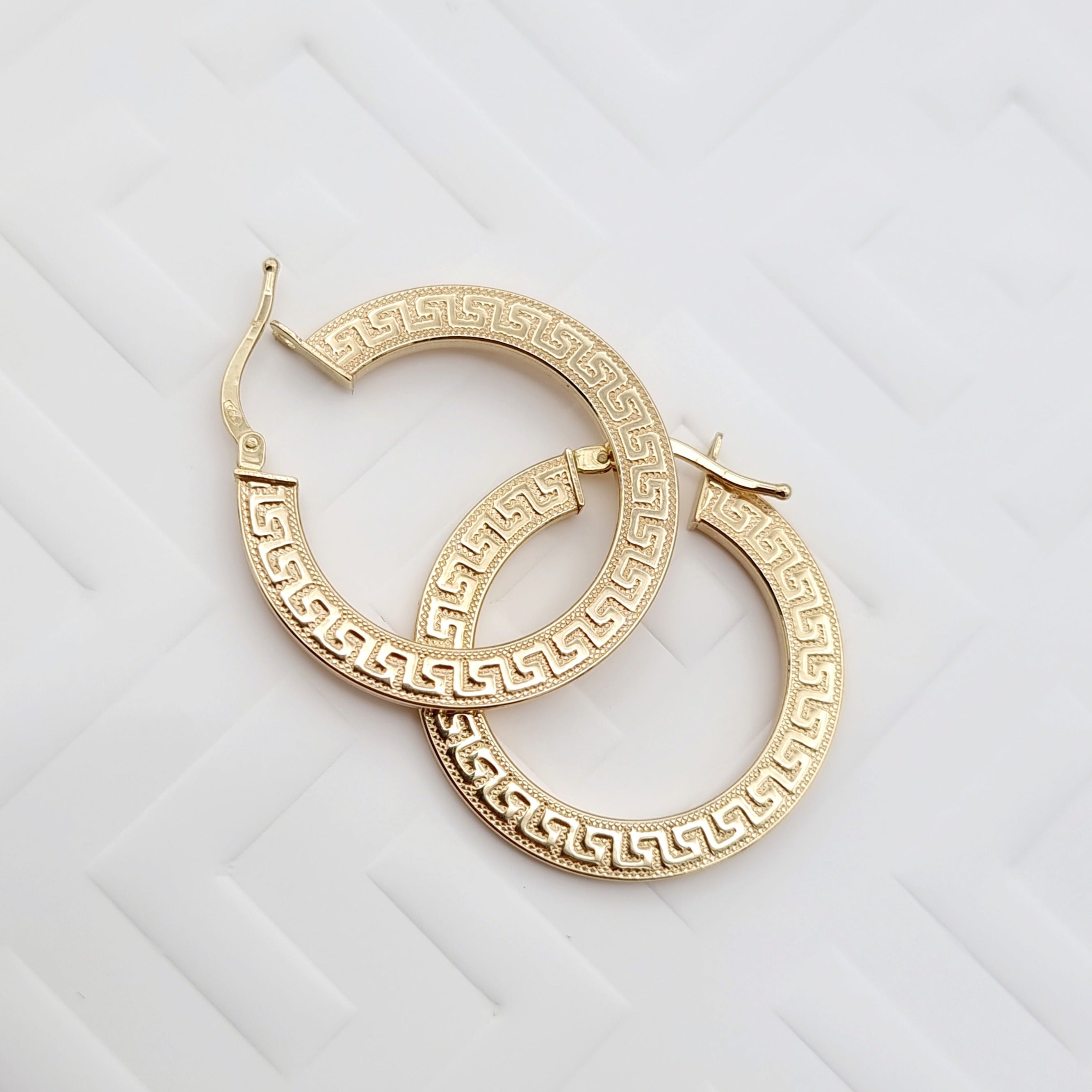 18K Pure Gold Round Hoop Earring Set