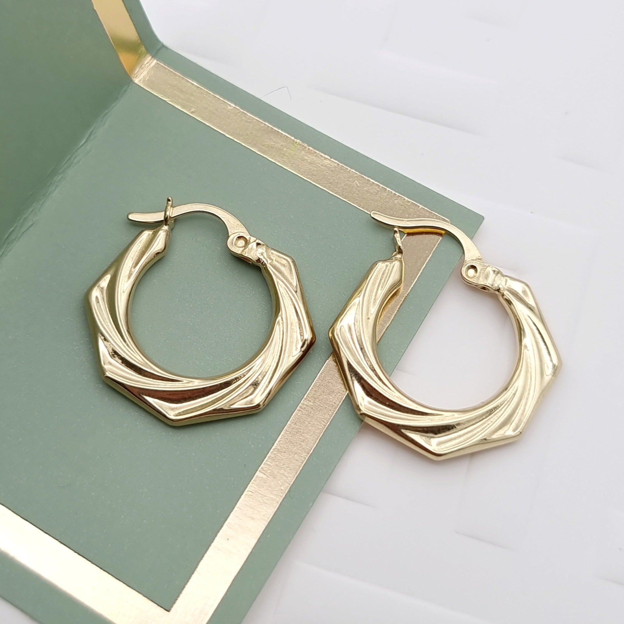 18K Pure Gold Lined Round Earring Set