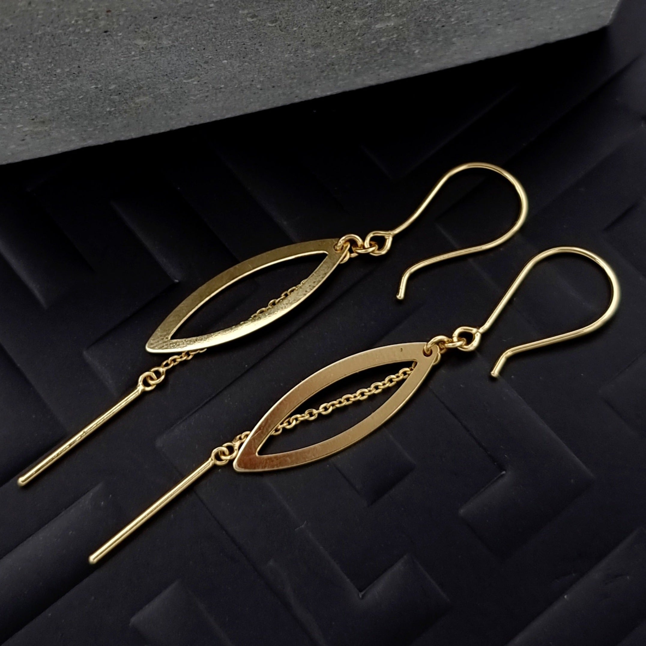 18K Pure Gold Hanging Earring Set