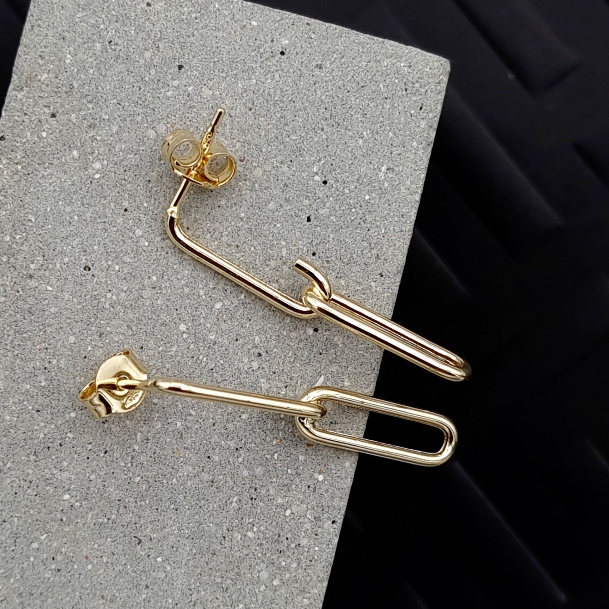 18K Pure Gold Hanging Linked Earring Set