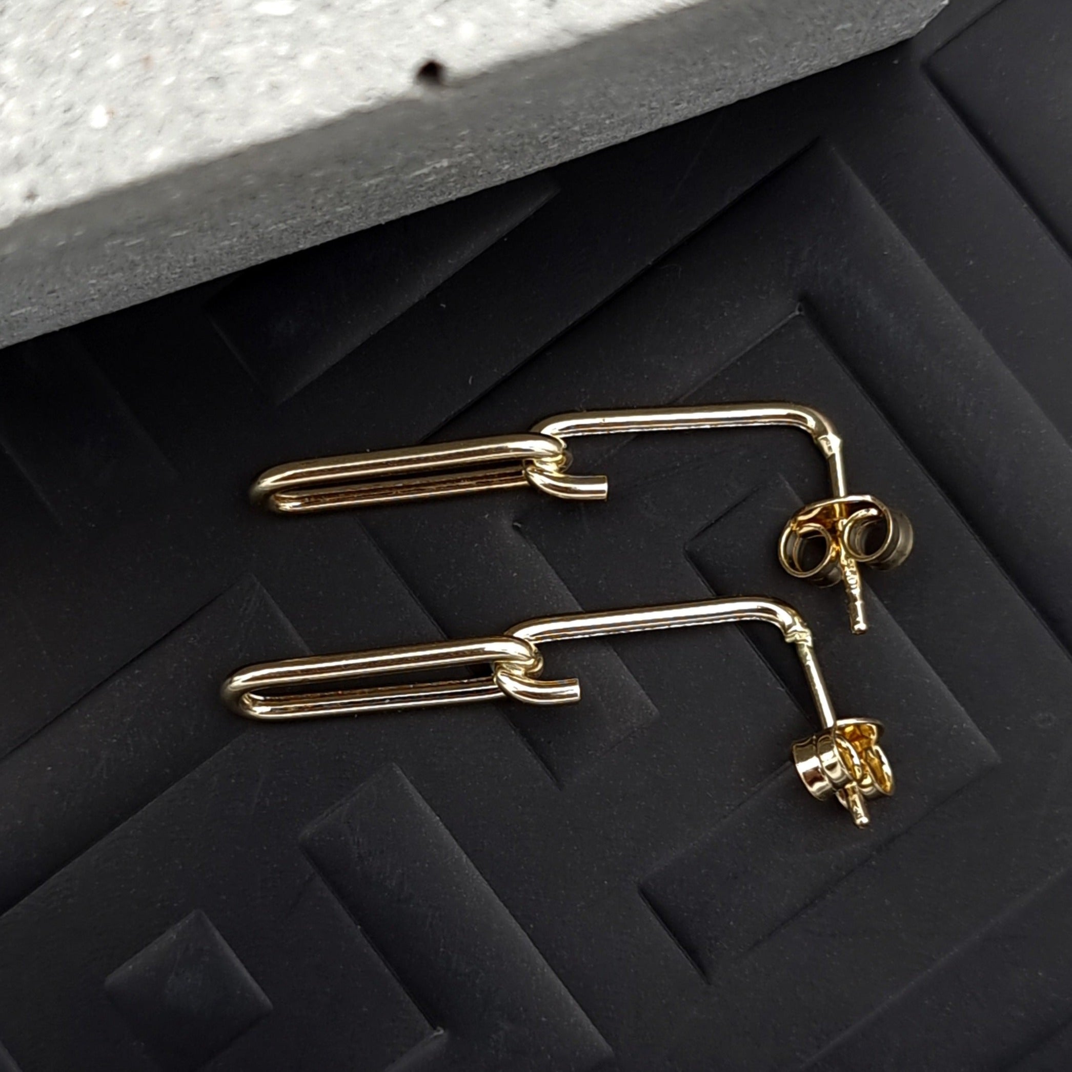 18K Pure Gold Hanging Linked Earring Set