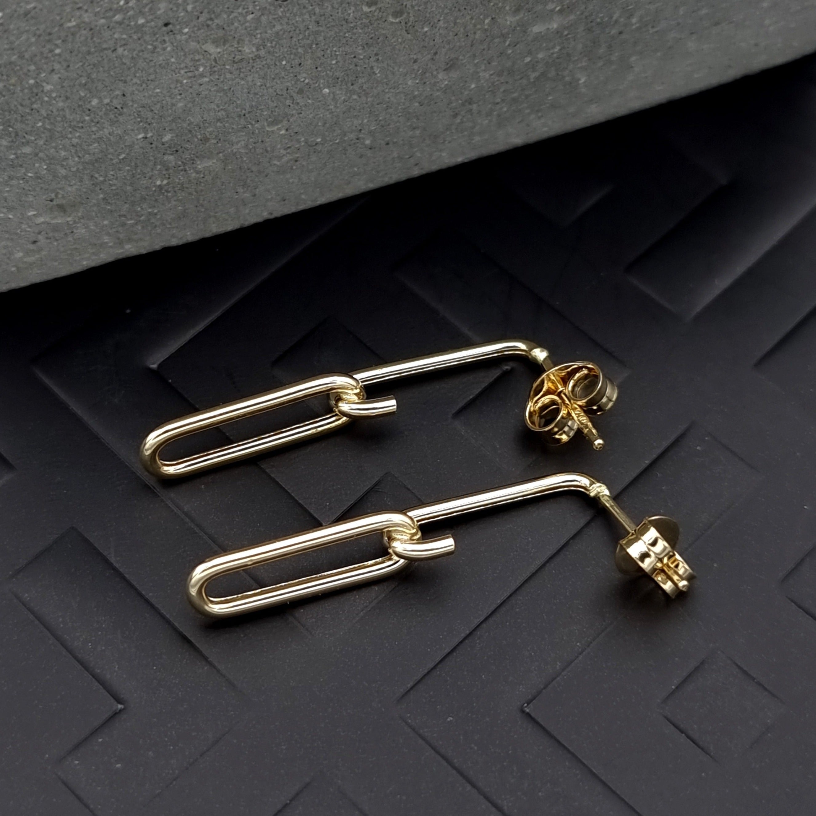 18K Pure Gold Hanging Linked Earring Set