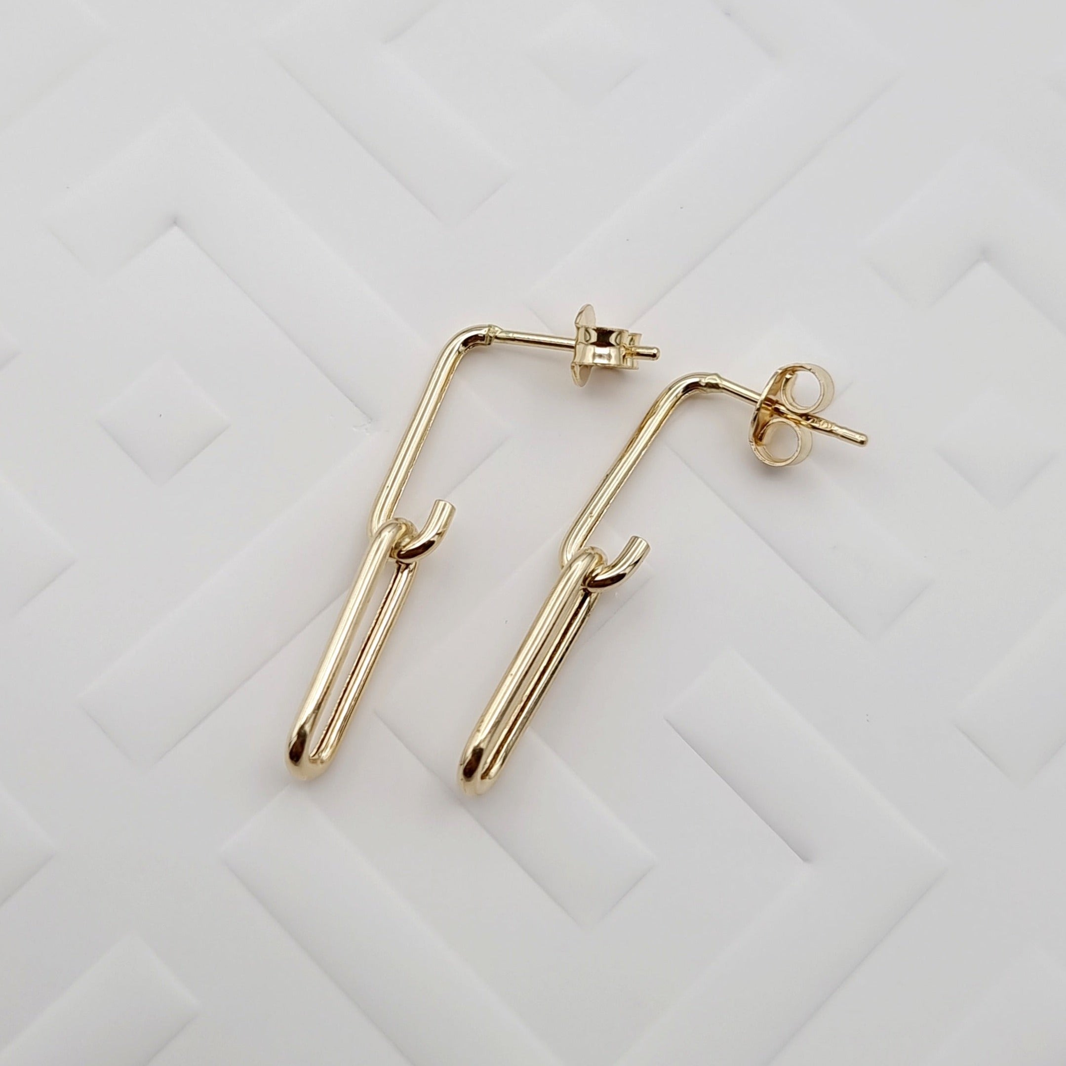 18K Pure Gold Hanging Linked Earring Set