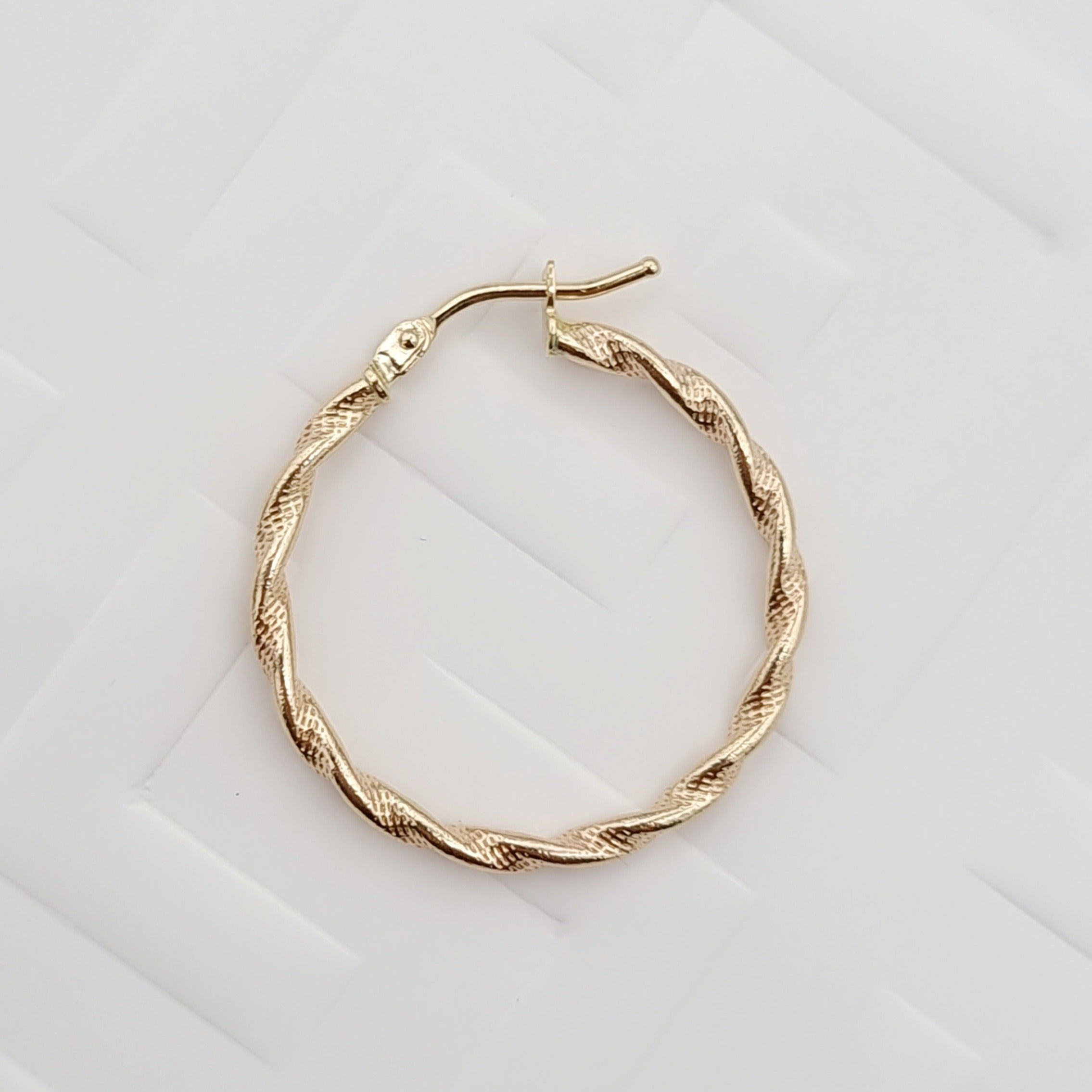 18K Pure Gold Twisted Round Hoop Earring Set