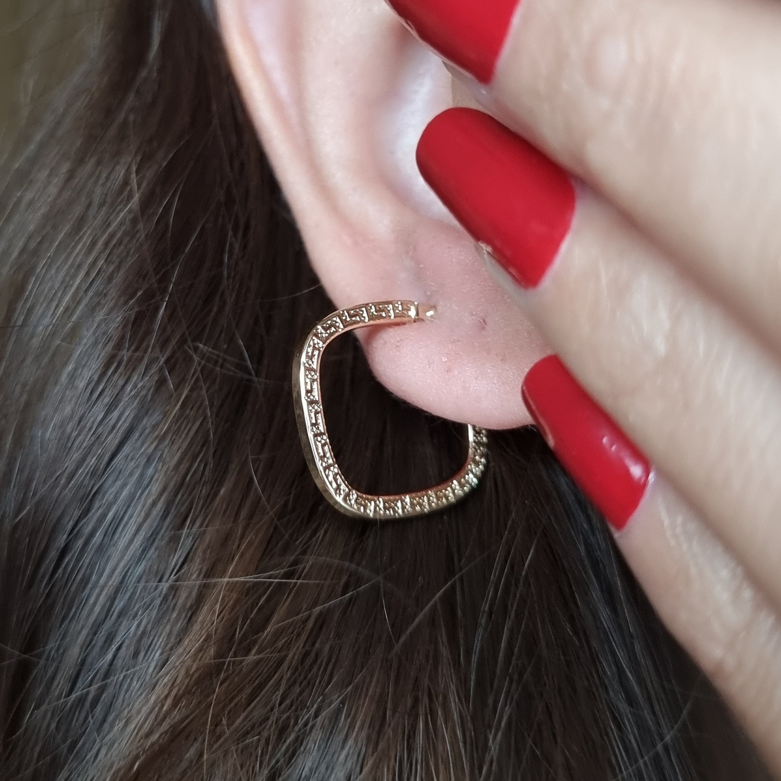 18K Pure Gold Square Earring Set