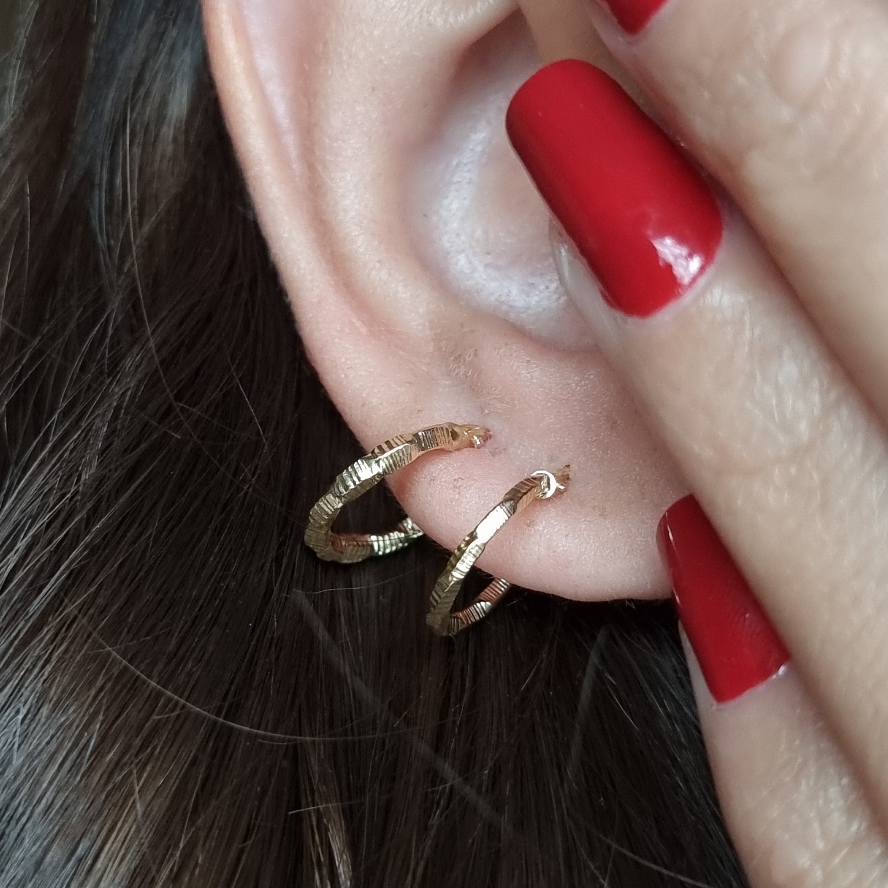 18K Pure Gold Twisted Round Earring Set