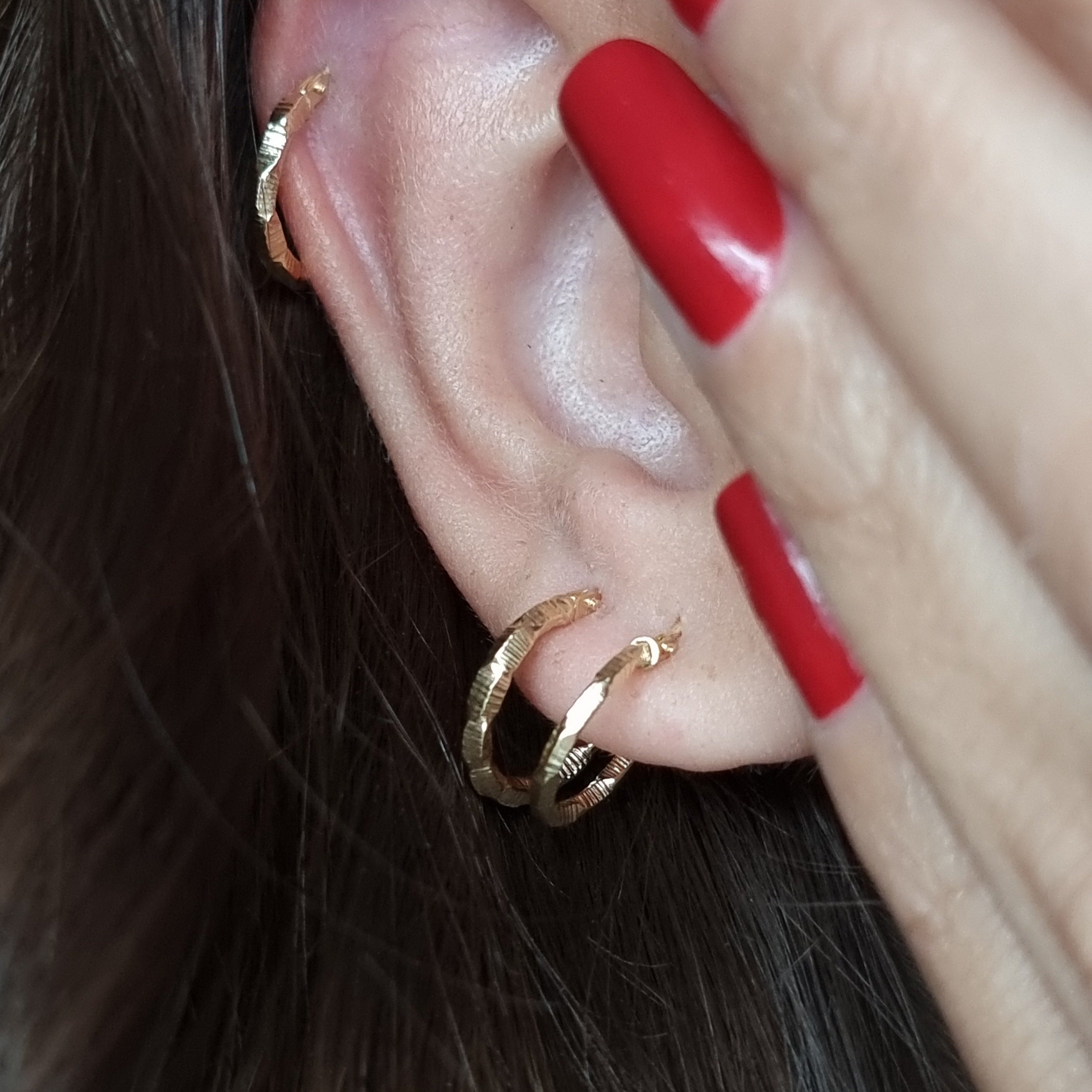 18K Pure Gold Twisted Round Earring Set
