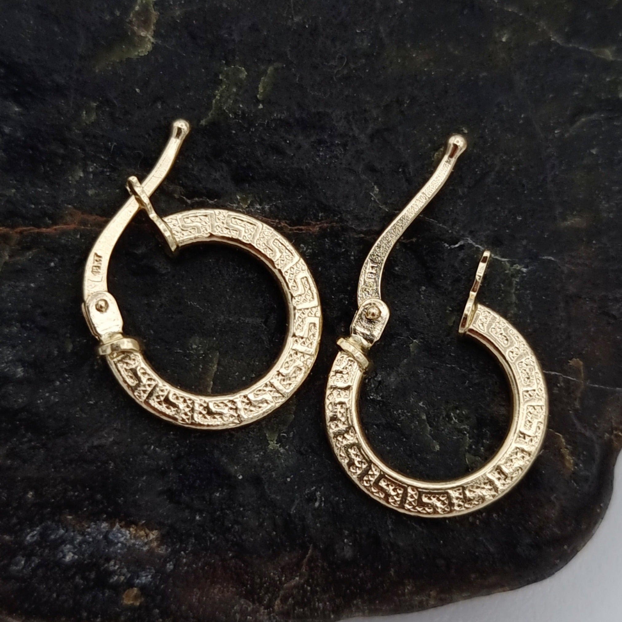 18K Pure Gold Round Hoop Earring Set