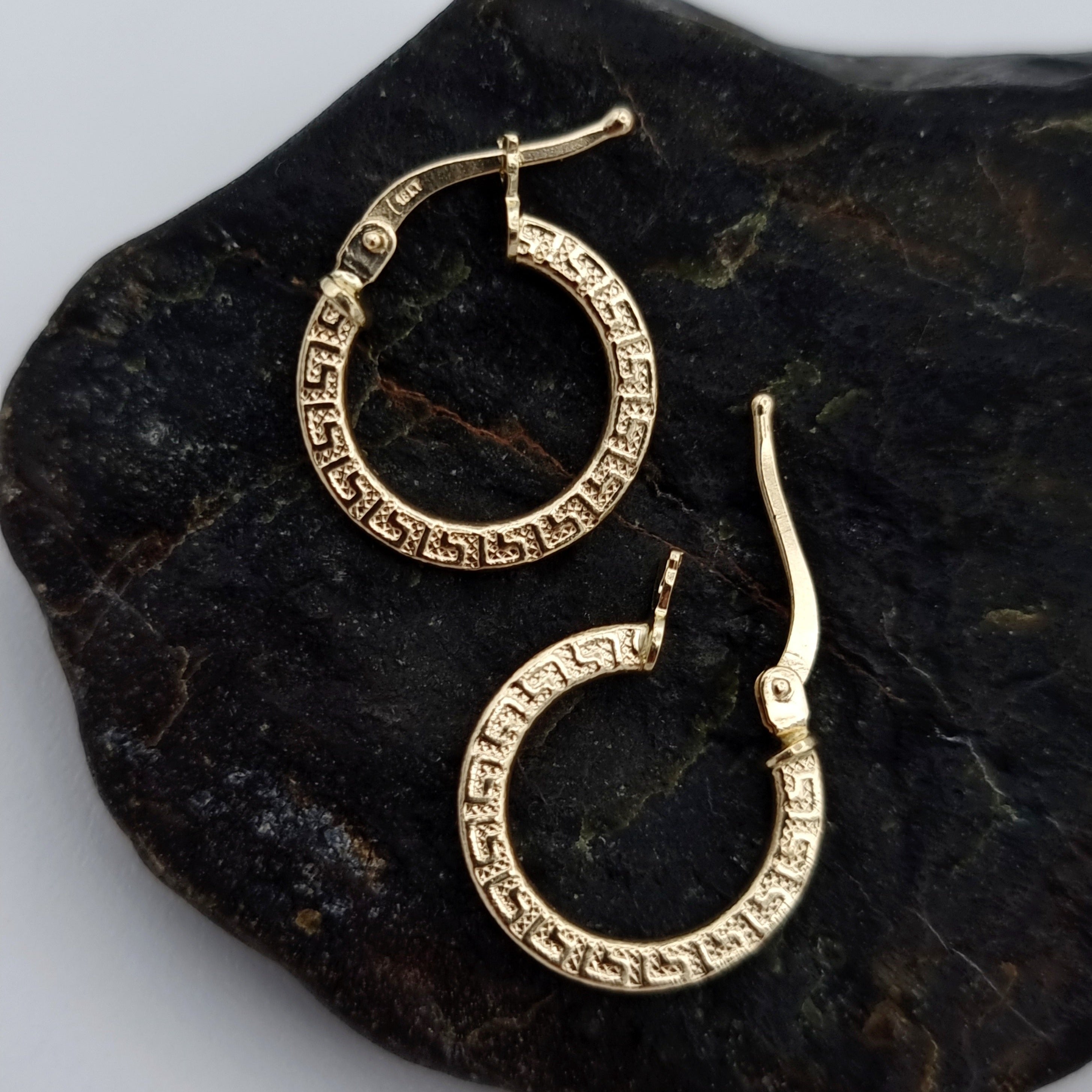 18K Pure Gold Round Hoop Earring Set