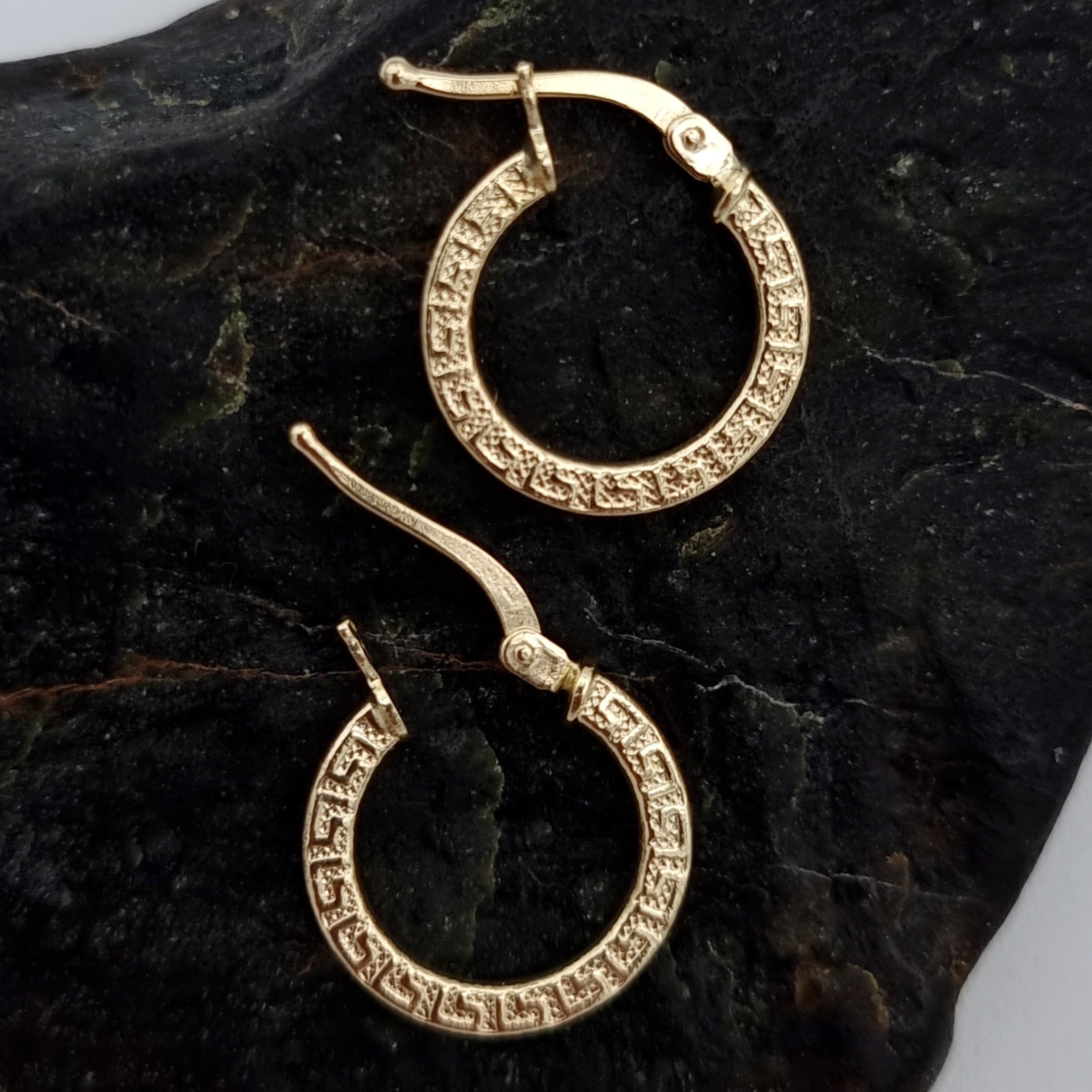 18K Pure Gold Round Hoop Earring Set