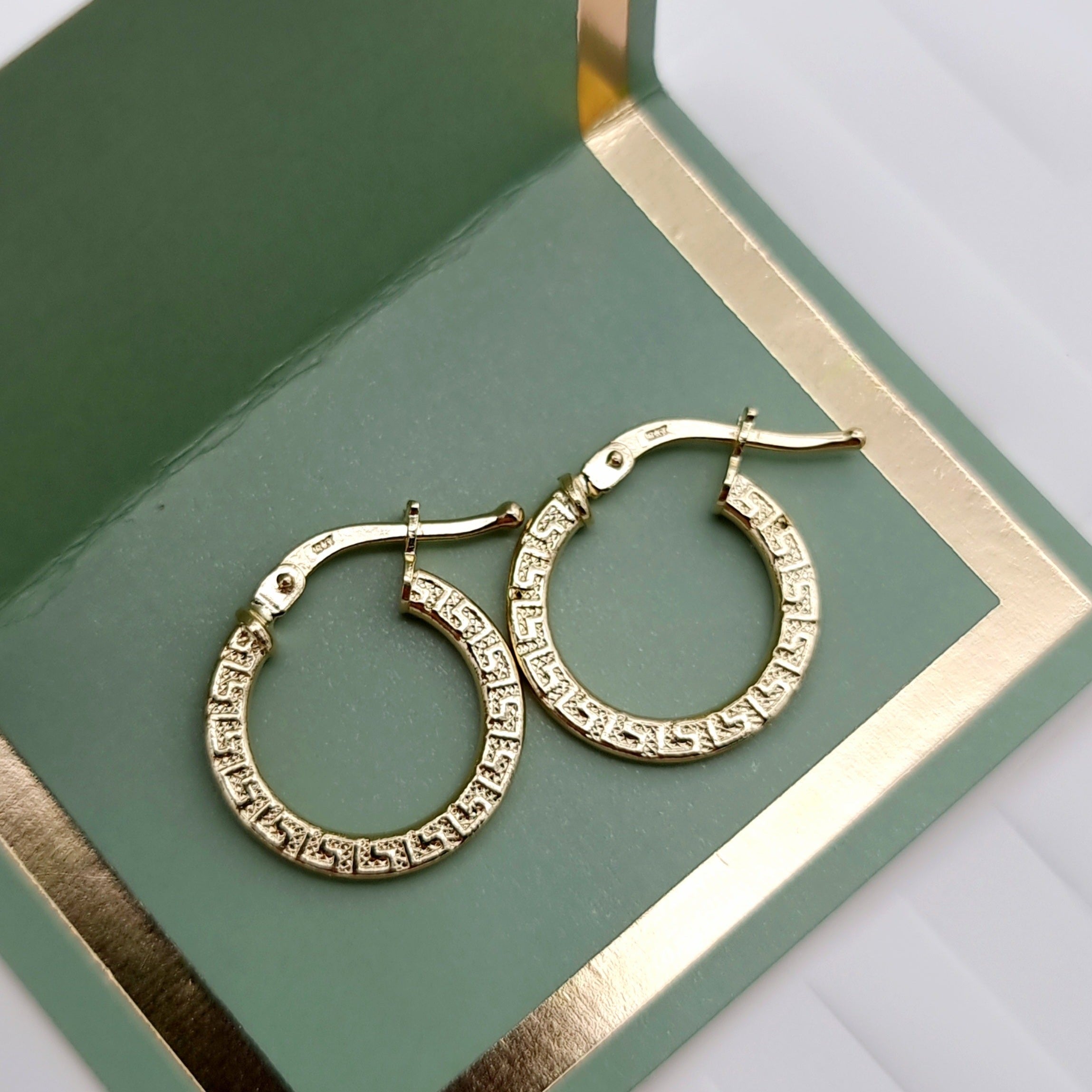 18K Pure Gold Round Hoop Earring Set