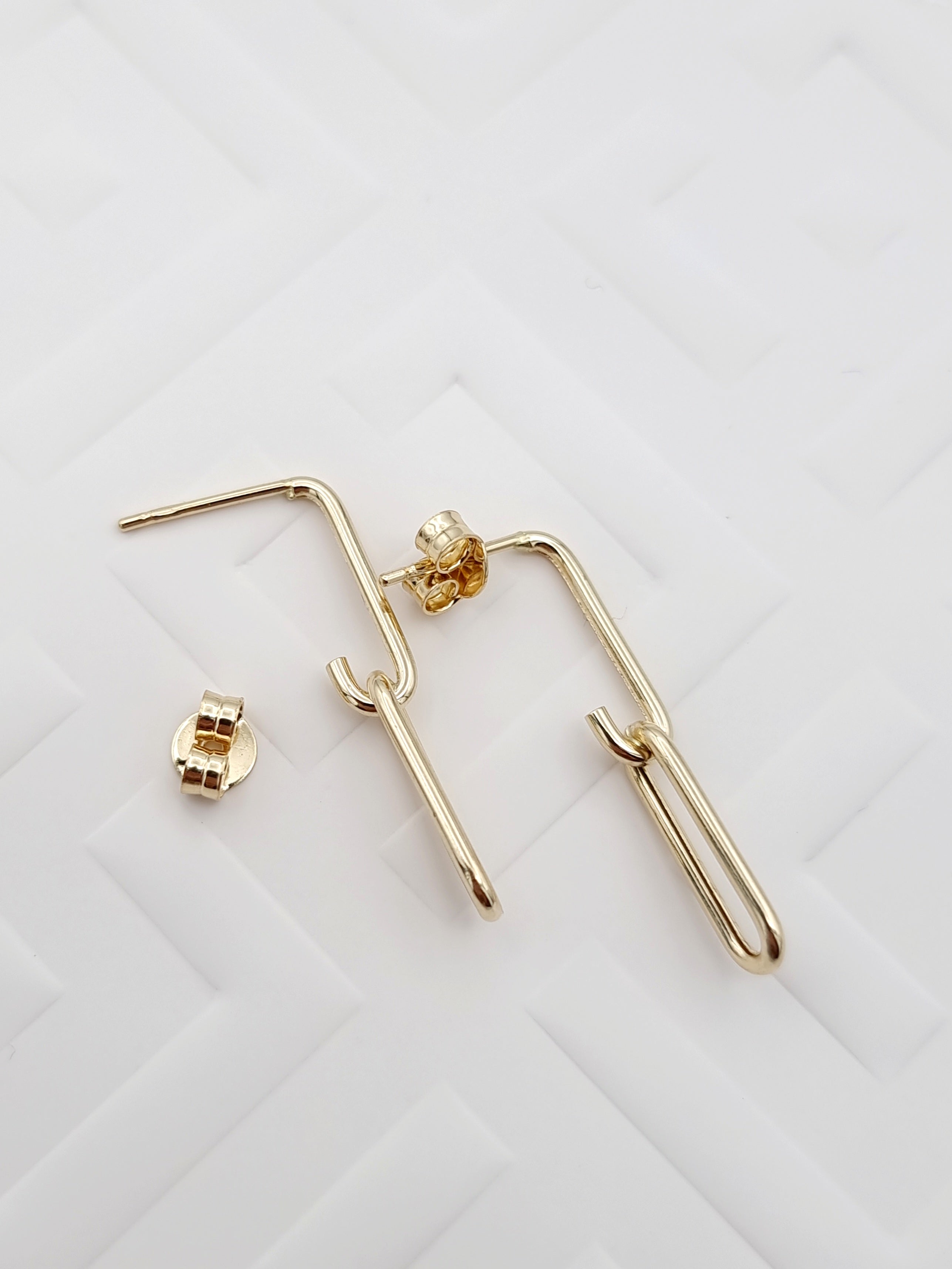 18K Pure Gold Hanging Linked Earring Set