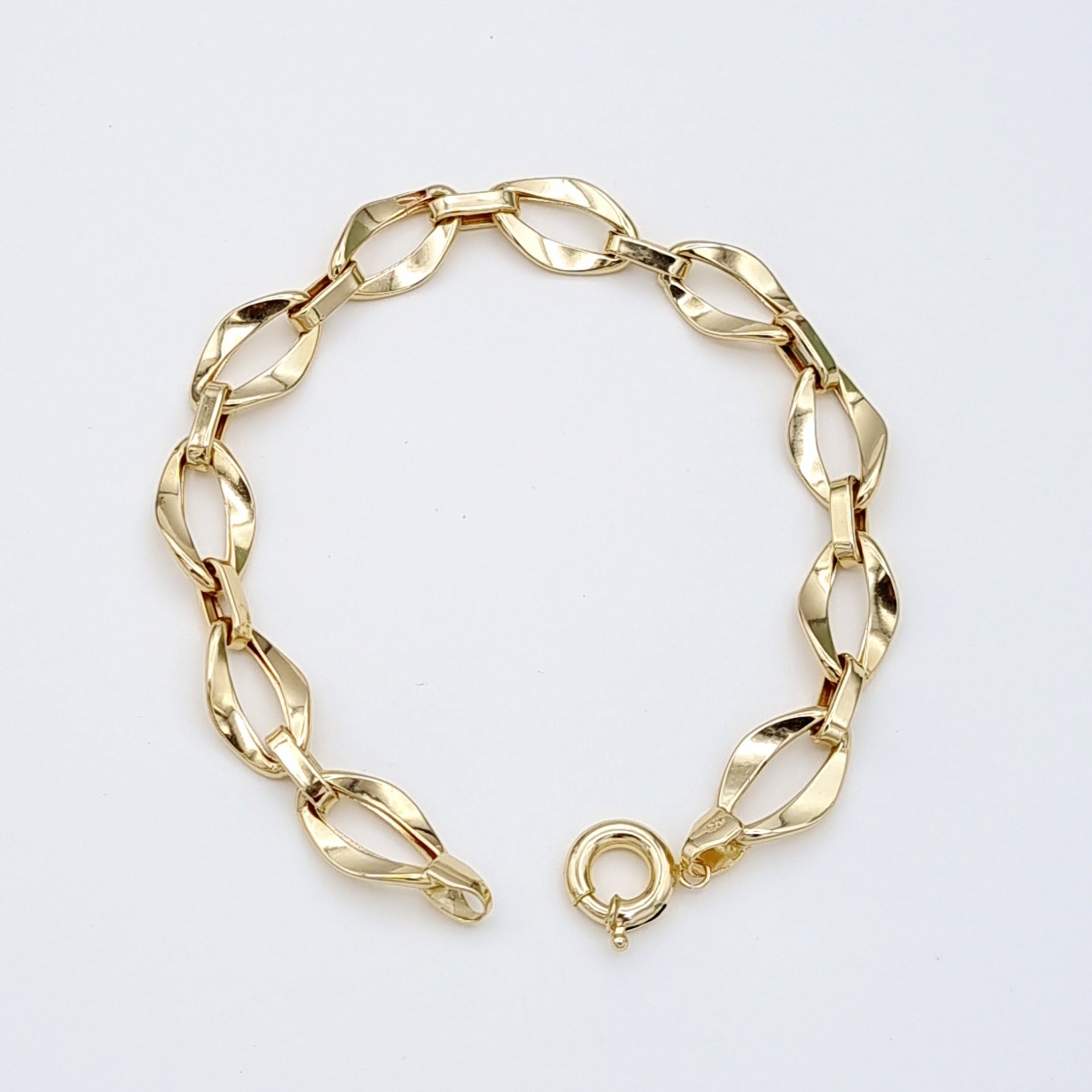 18K Pure Gold Twisted Linked Bracelet