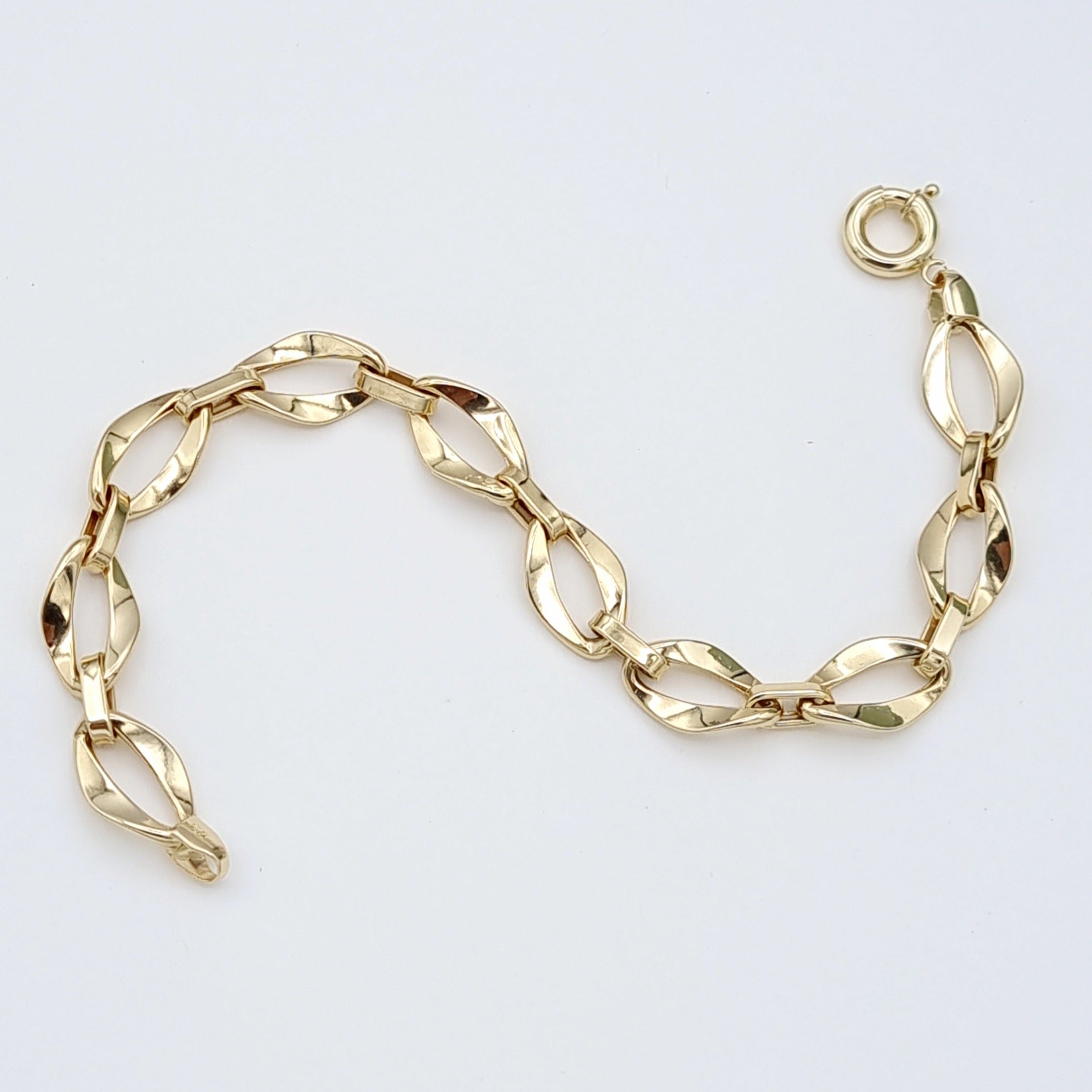 18K Pure Gold Twisted Linked Bracelet