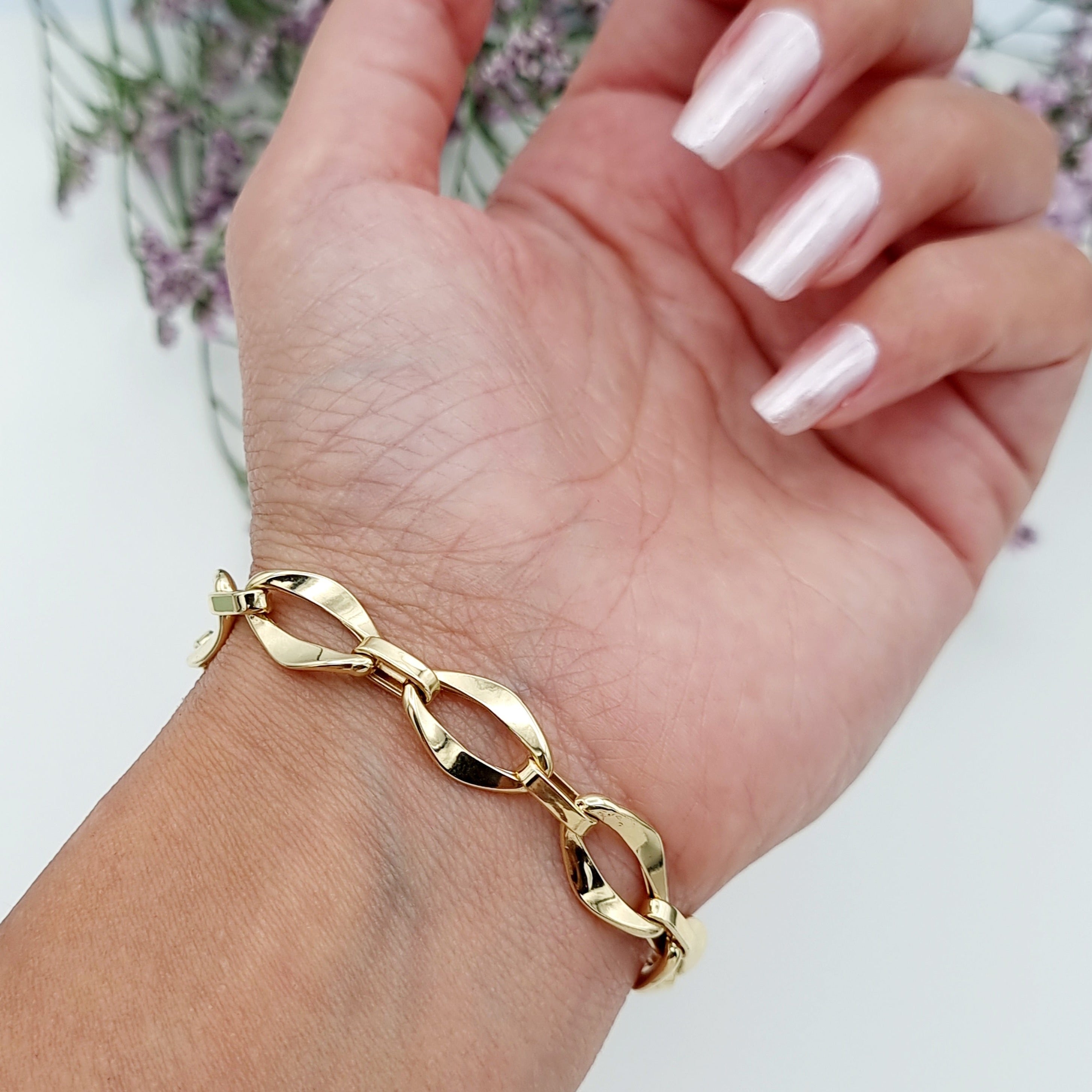 18K Pure Gold Twisted Linked Bracelet