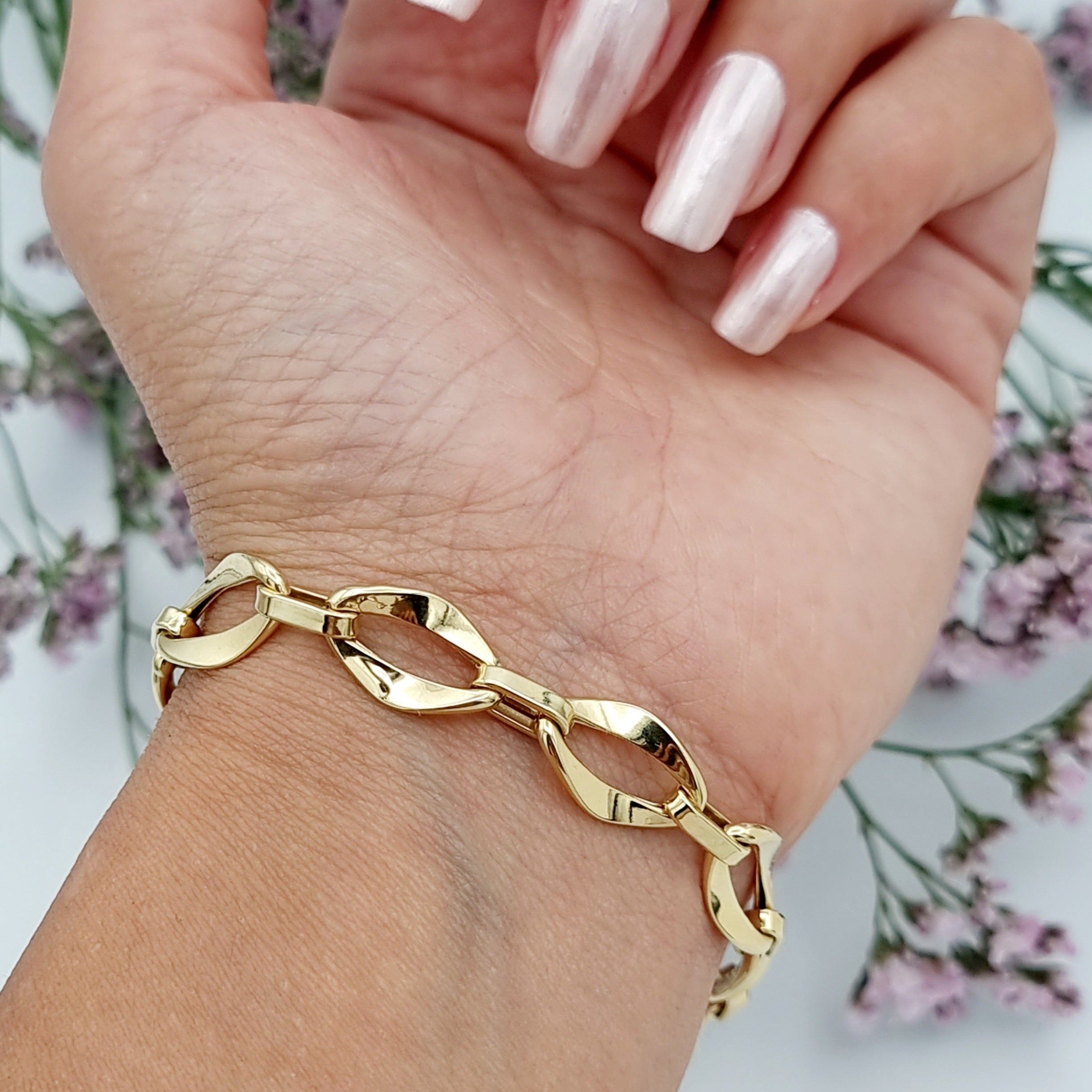 18K Pure Gold Twisted Linked Bracelet