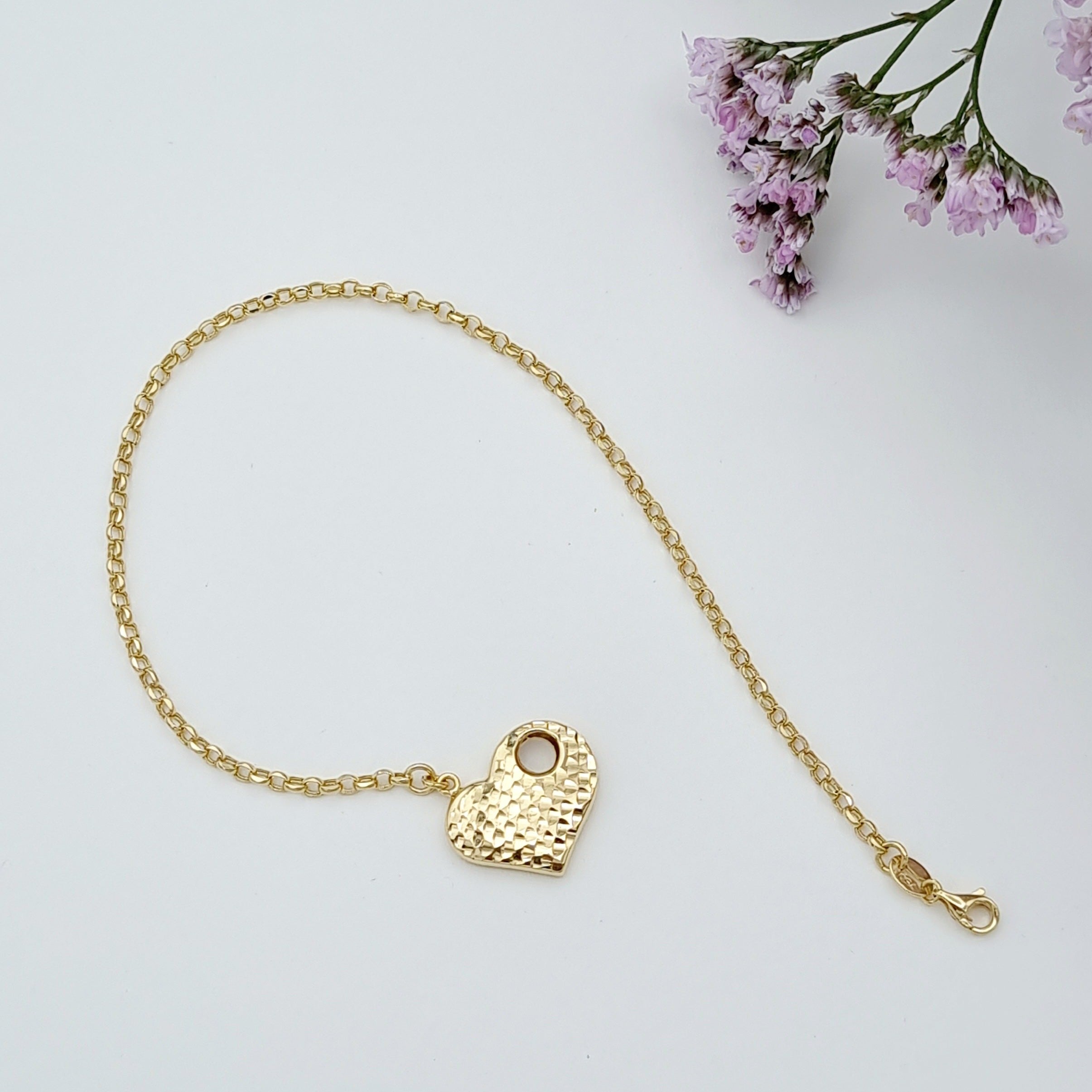 18K Pure Gold Heart Bracelet