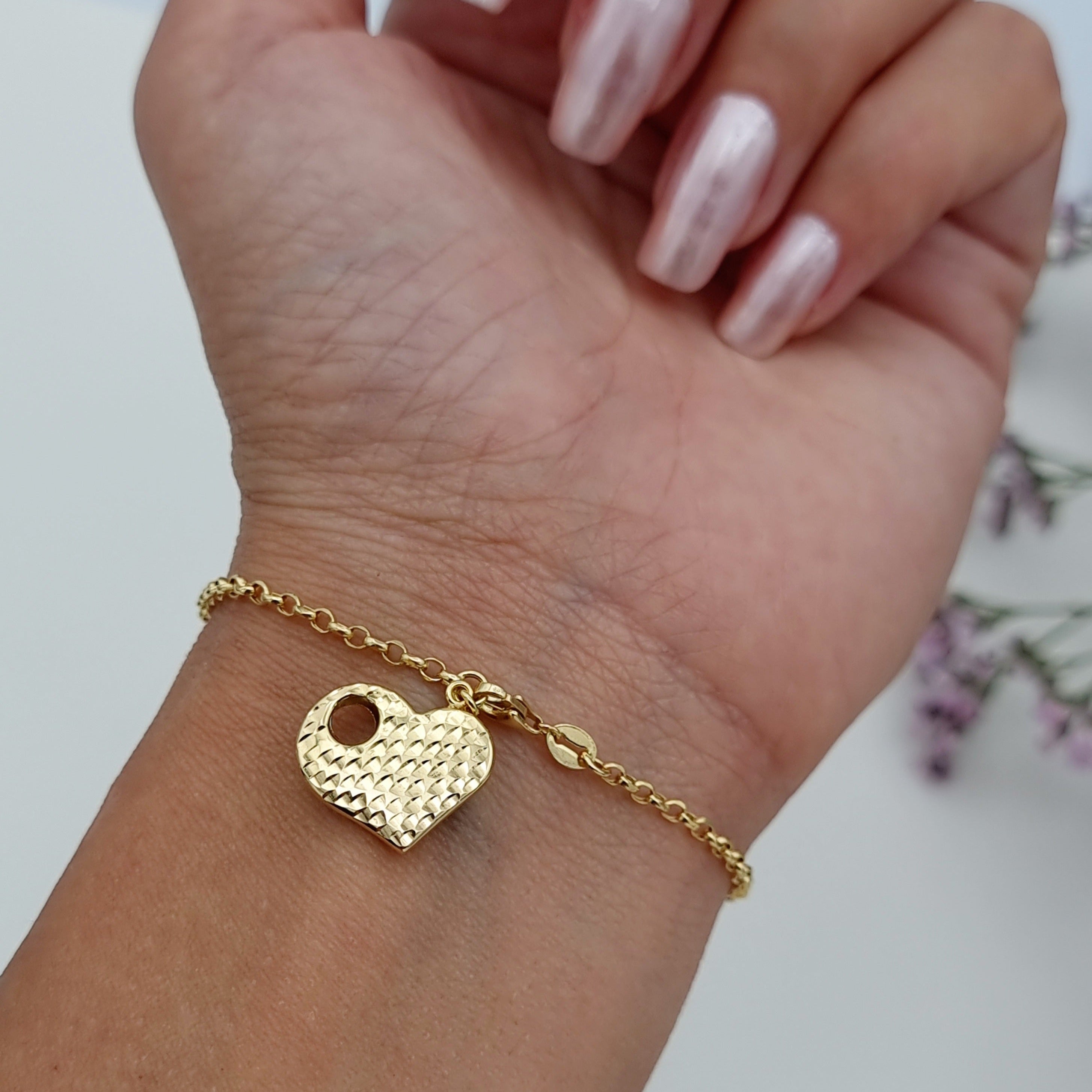 18K Pure Gold Heart Bracelet