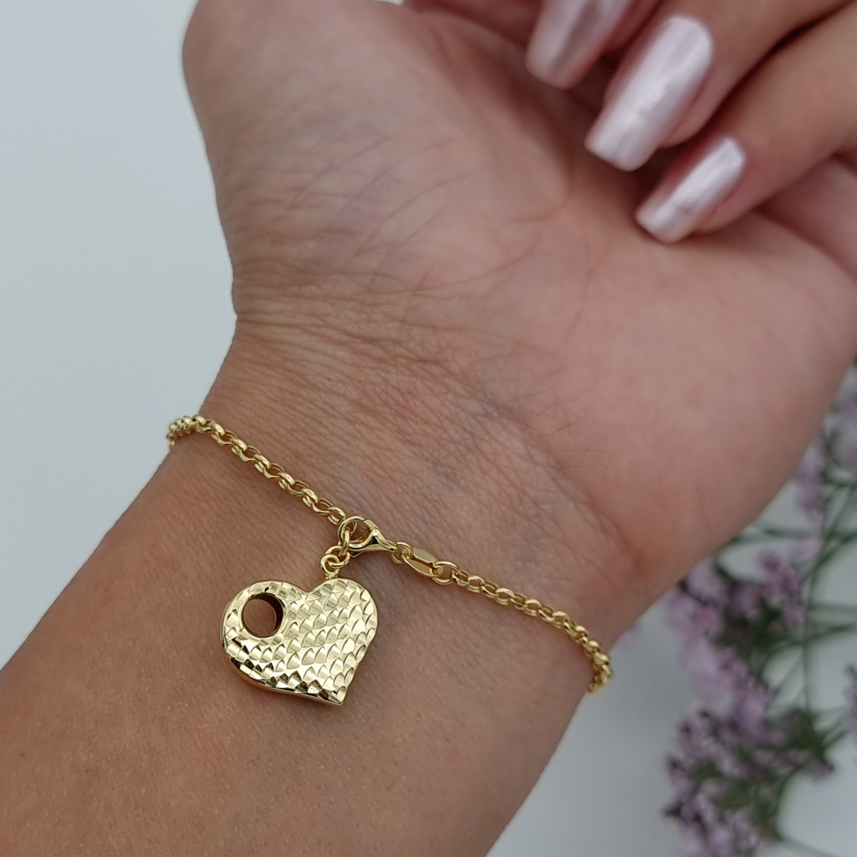 18K Pure Gold Heart Bracelet