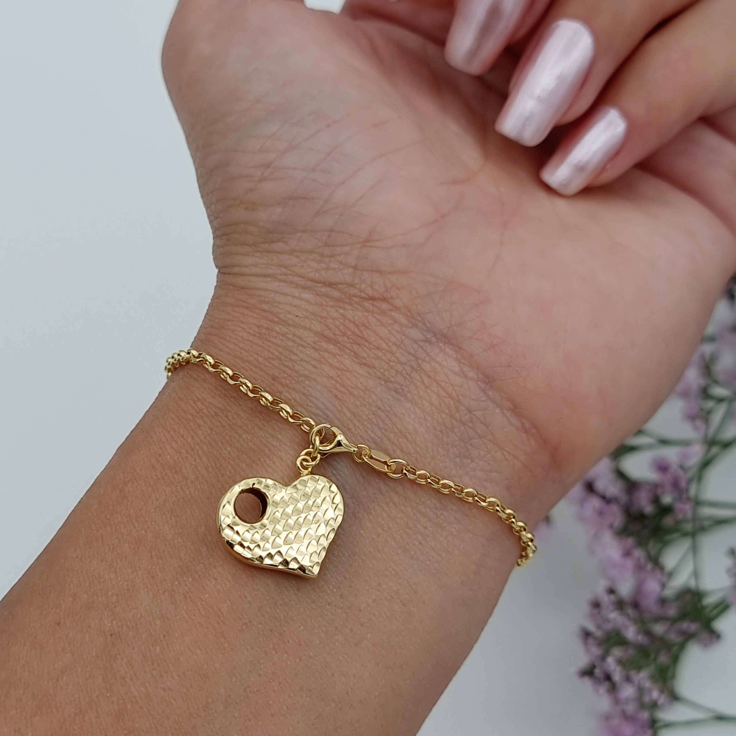 18K Pure Gold Heart Bracelet