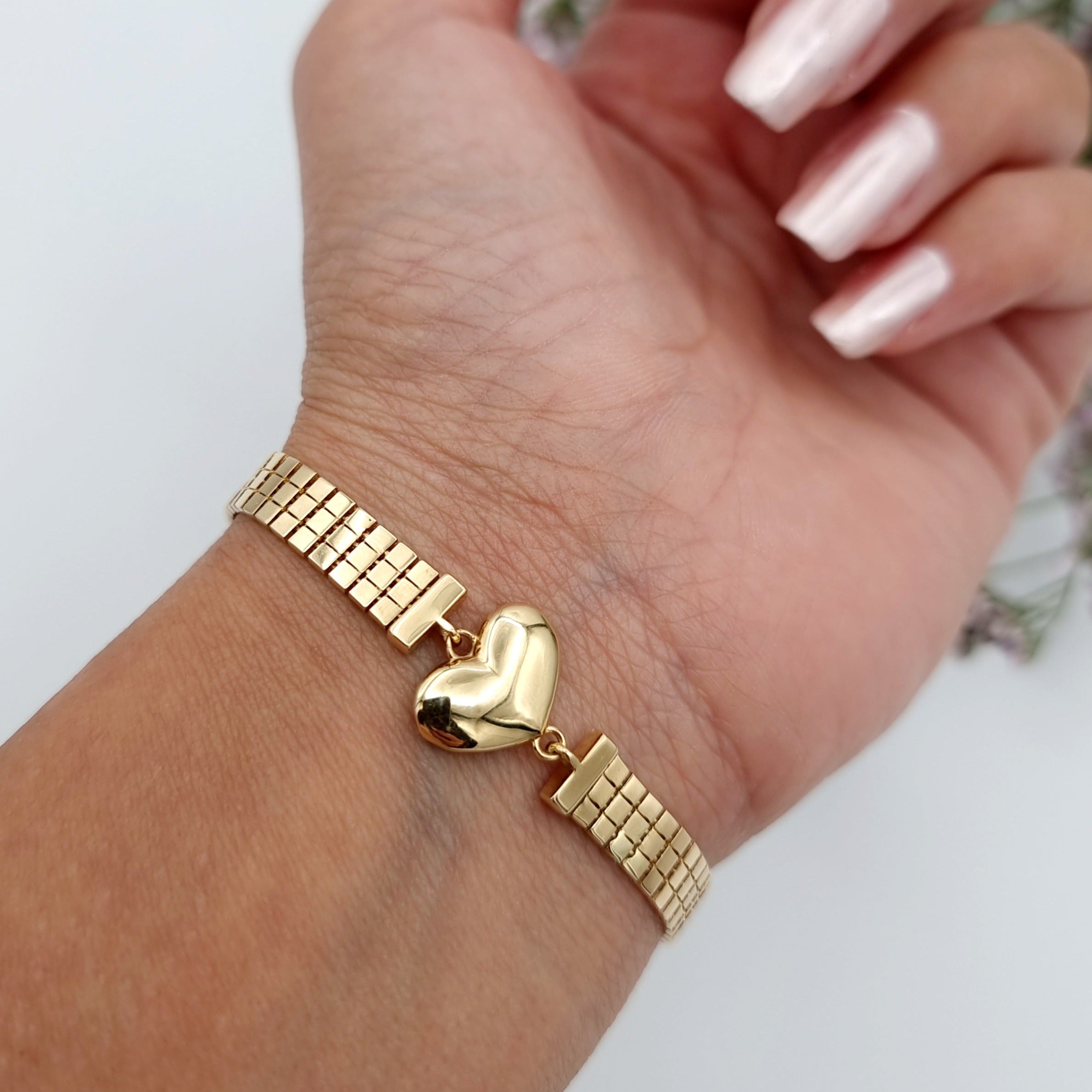 18K Pure Gold Heart Belt Bracelet