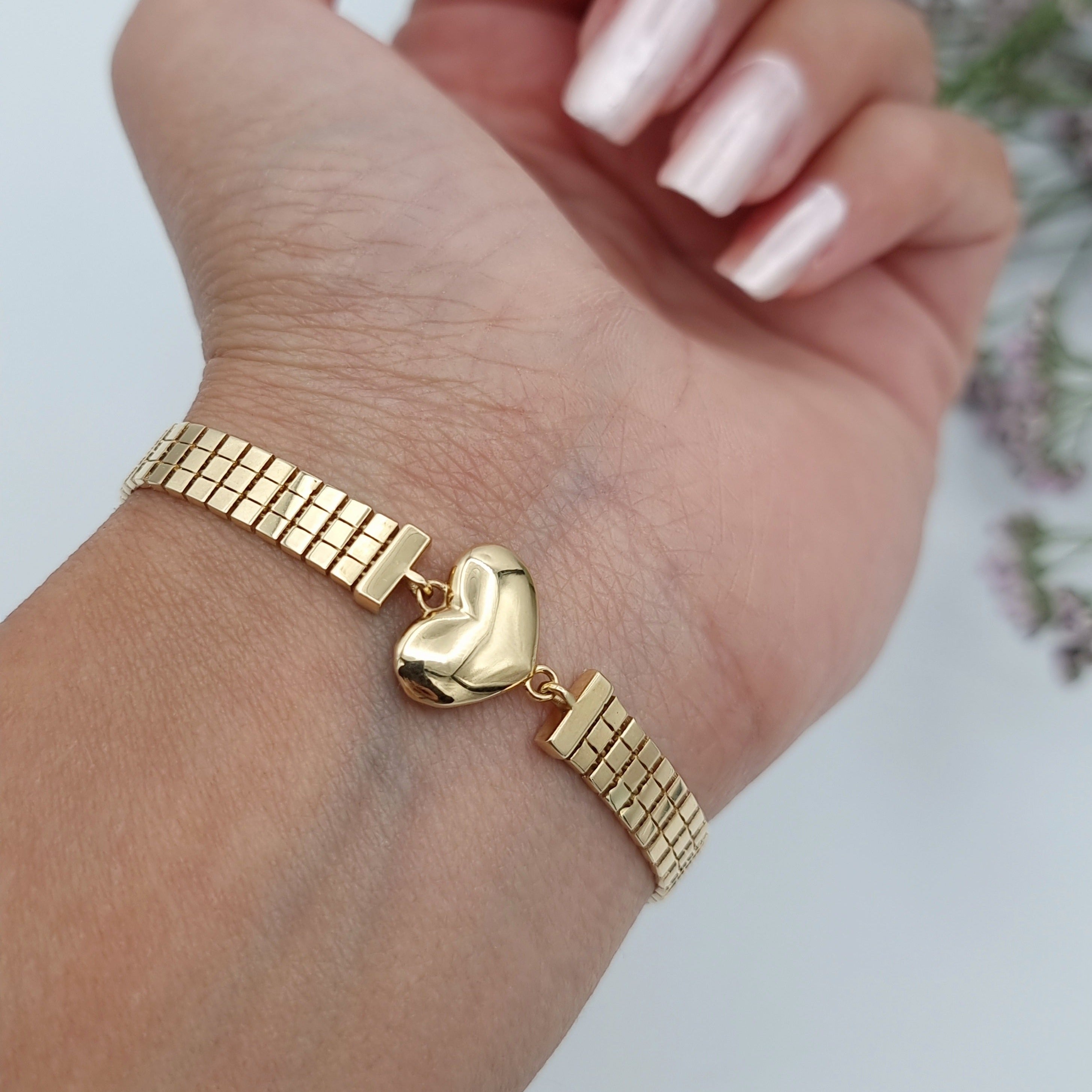 18K Pure Gold Heart Belt Bracelet