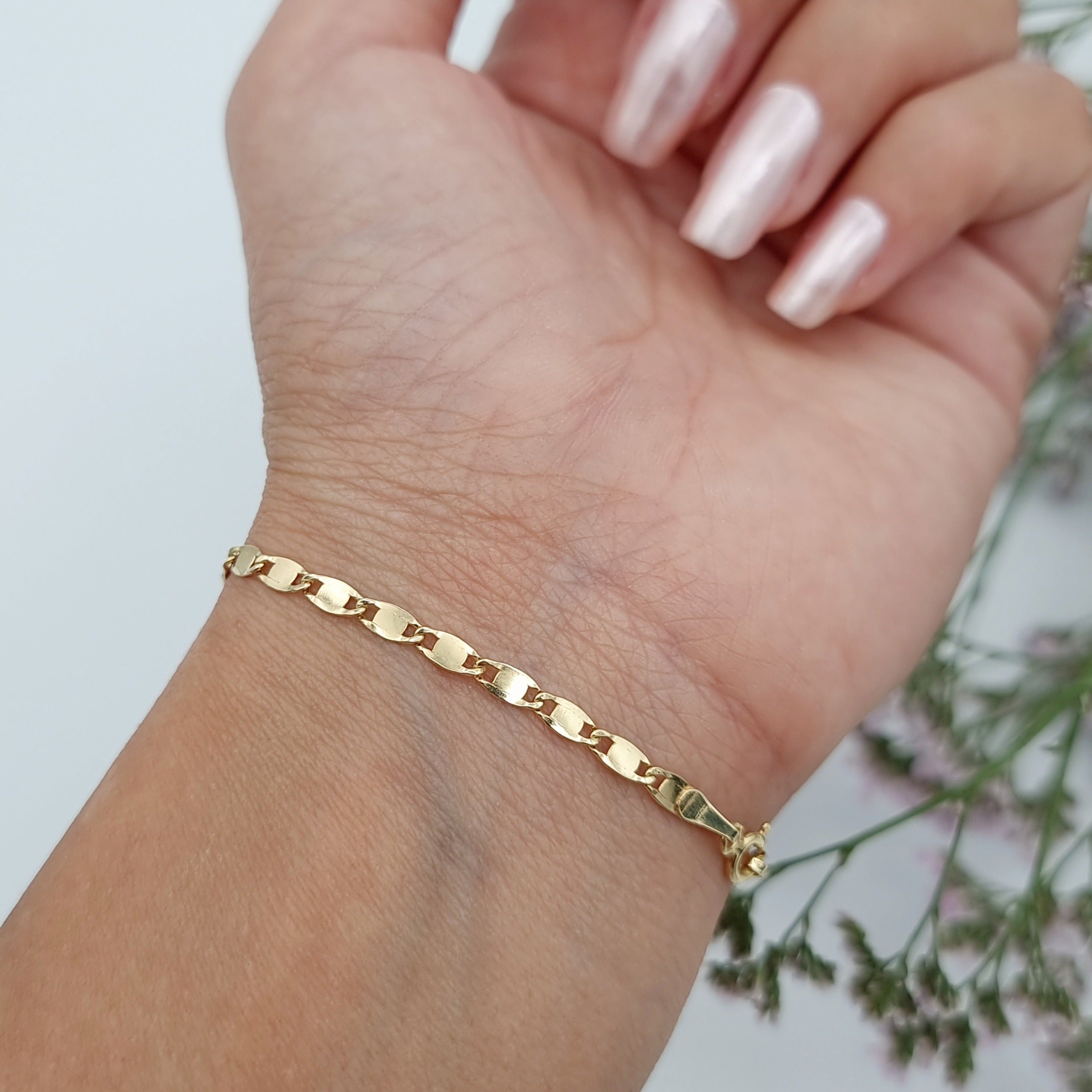 18K Pure Gold Linked Thin Bracelet